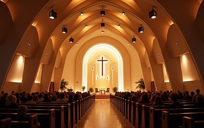Church sanctuary with professional sound installation
