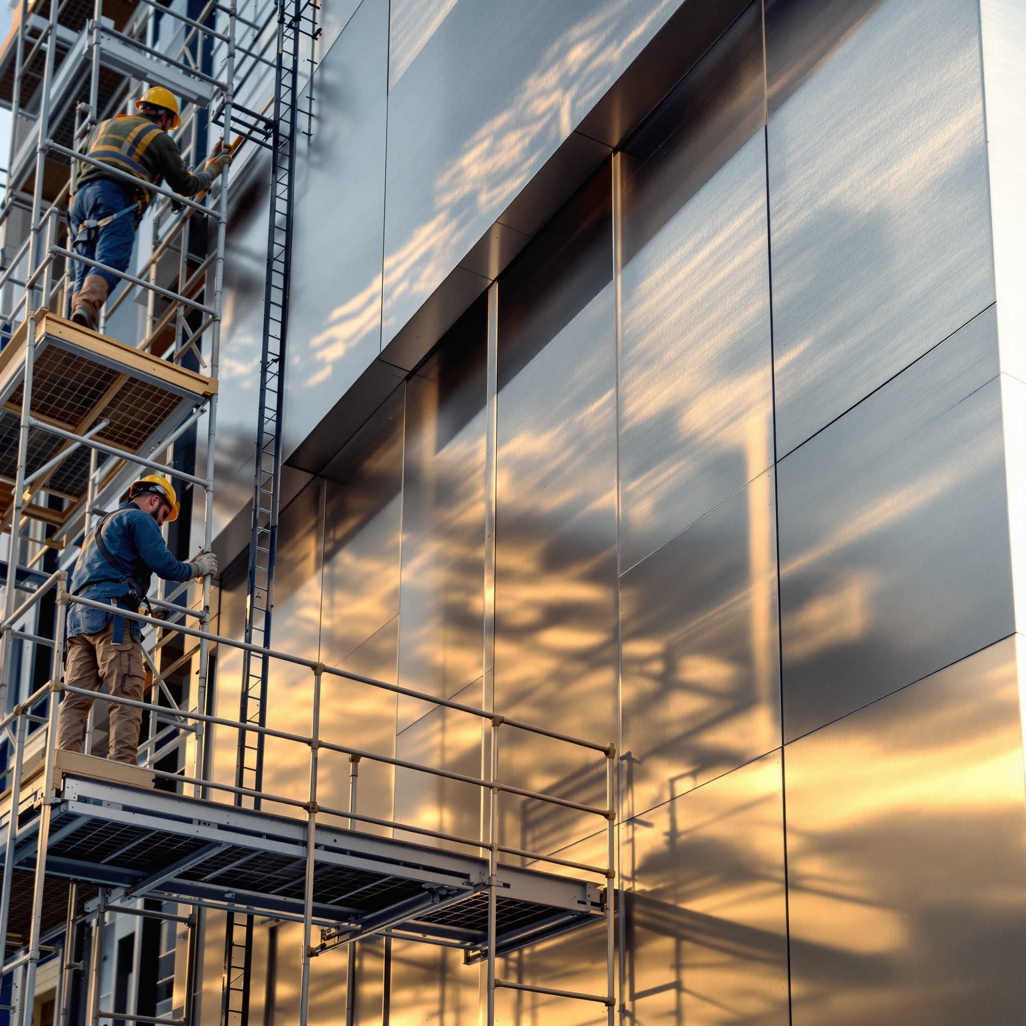 Panel installation on commercial facade