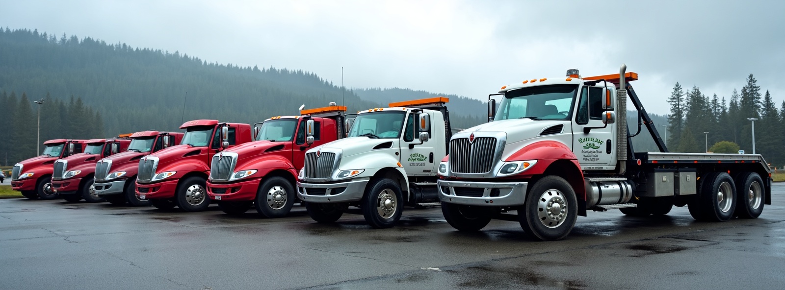 Junk car removal services in British Columbia — fleet of professional tow trucks ready for pickup