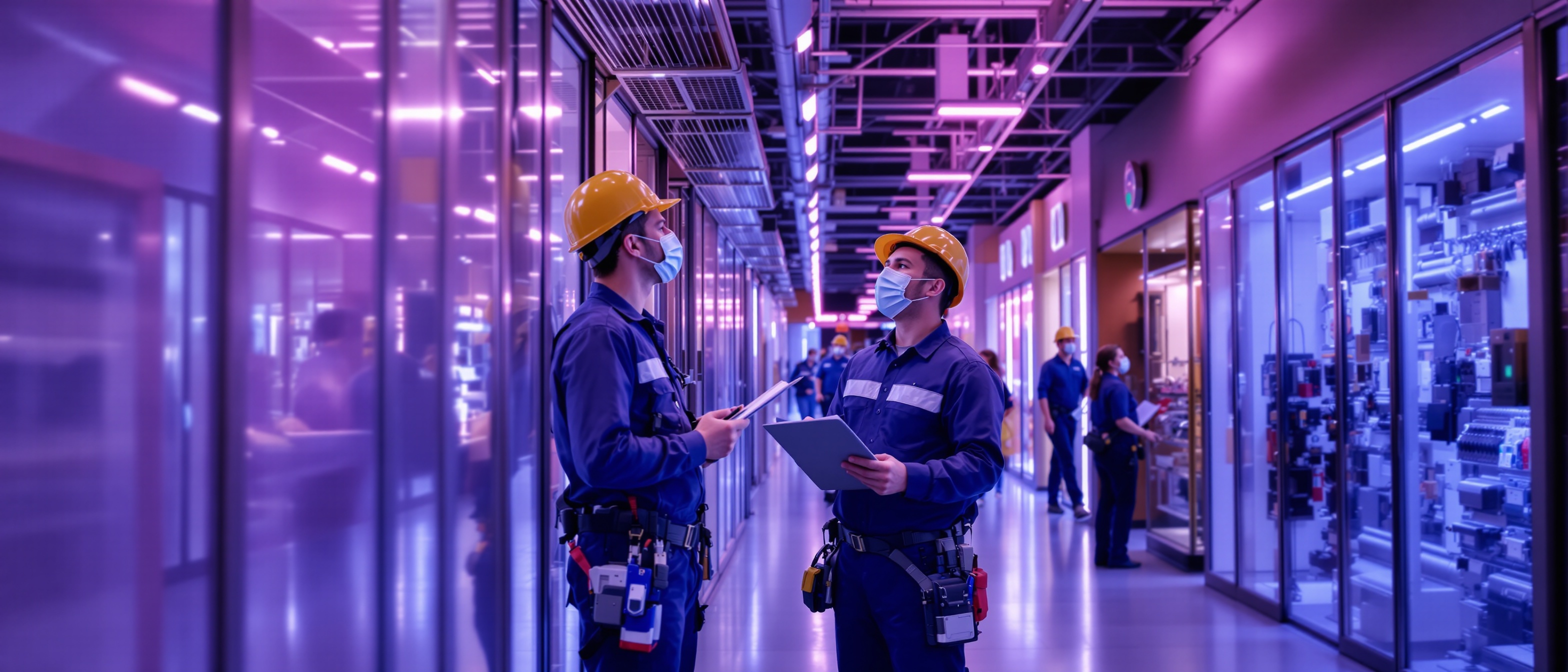 Commercial electrical maintenance program DFW — UTS ElectricPros facility maintenance team conducting scheduled inspections across a multi-site Dallas-Fort Worth commercial portfolio