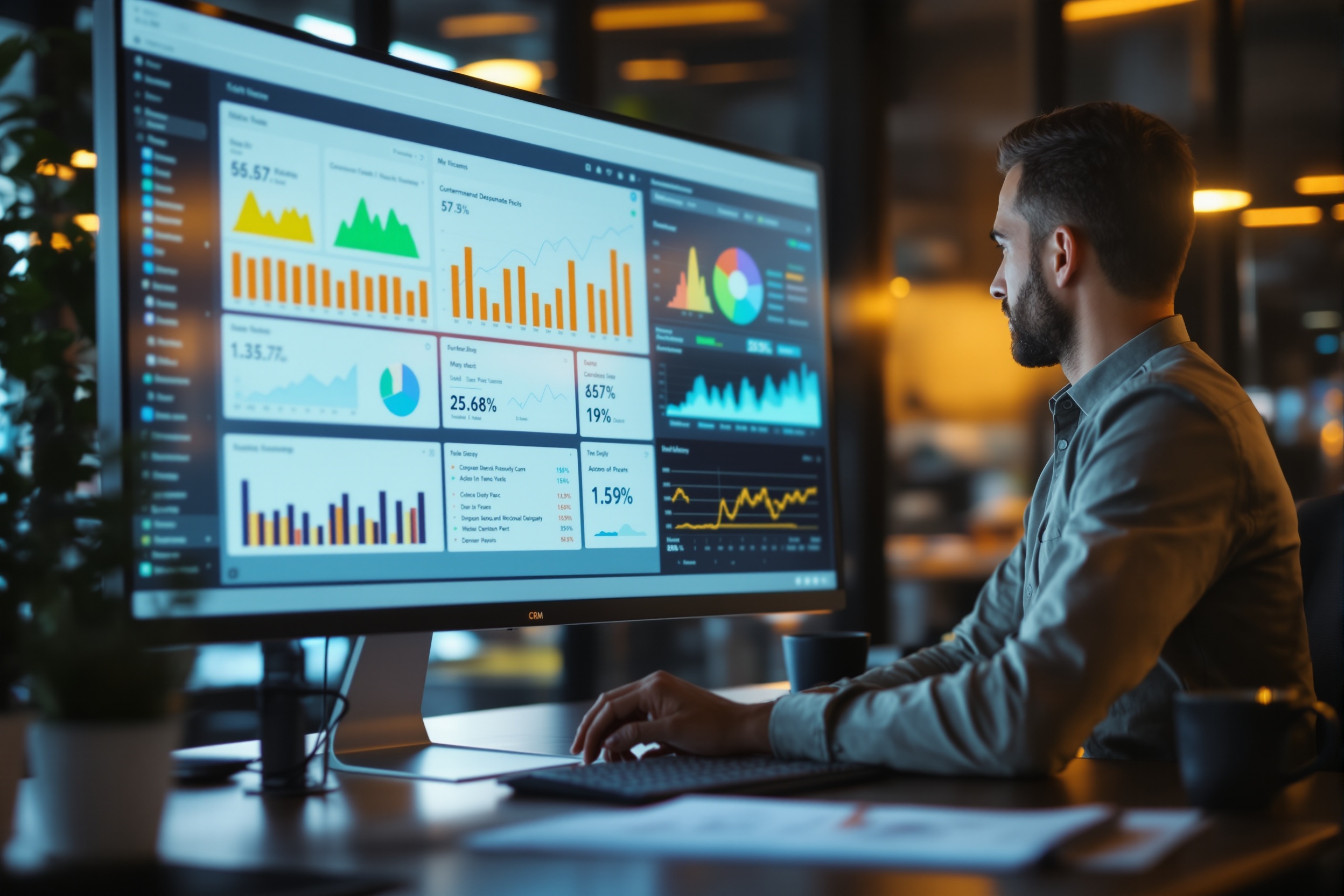 CRM consultant reviewing dashboard metrics