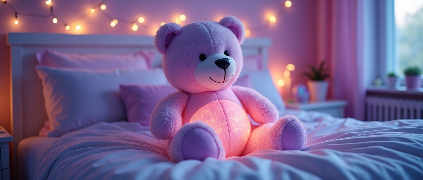 LumiNours dans une chambre magique au crépuscule