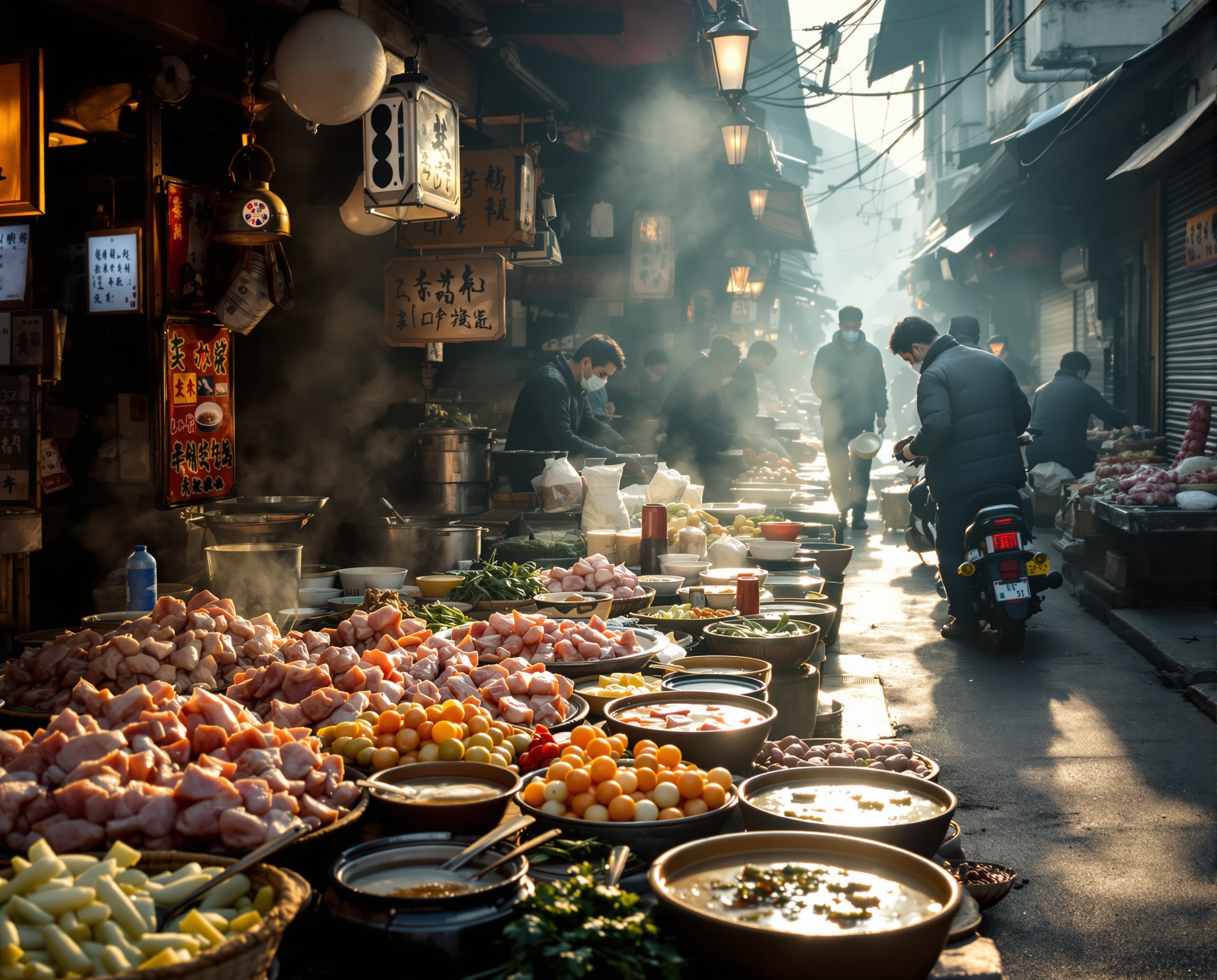 새벽 시장의 코리안 수육 순대국