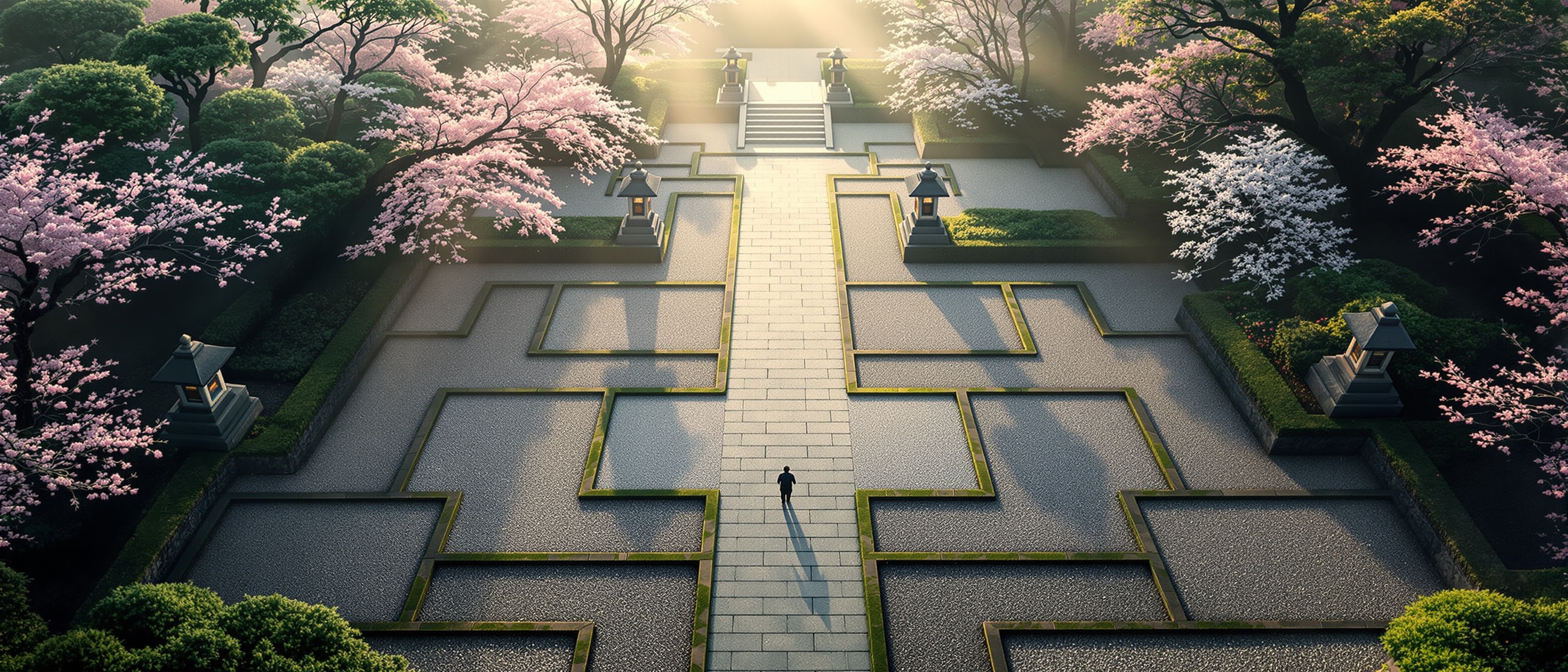 Peaceful Buddhist garden - join GKDL Foundation teachings