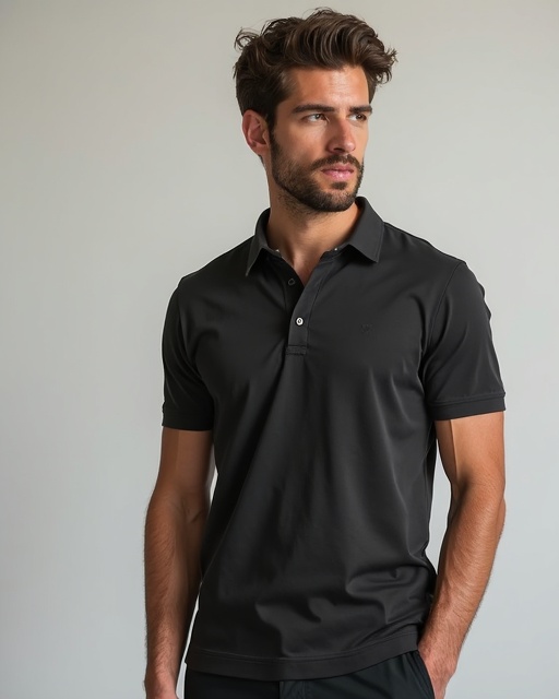 Camisa Polo Piquet Masculina Preta