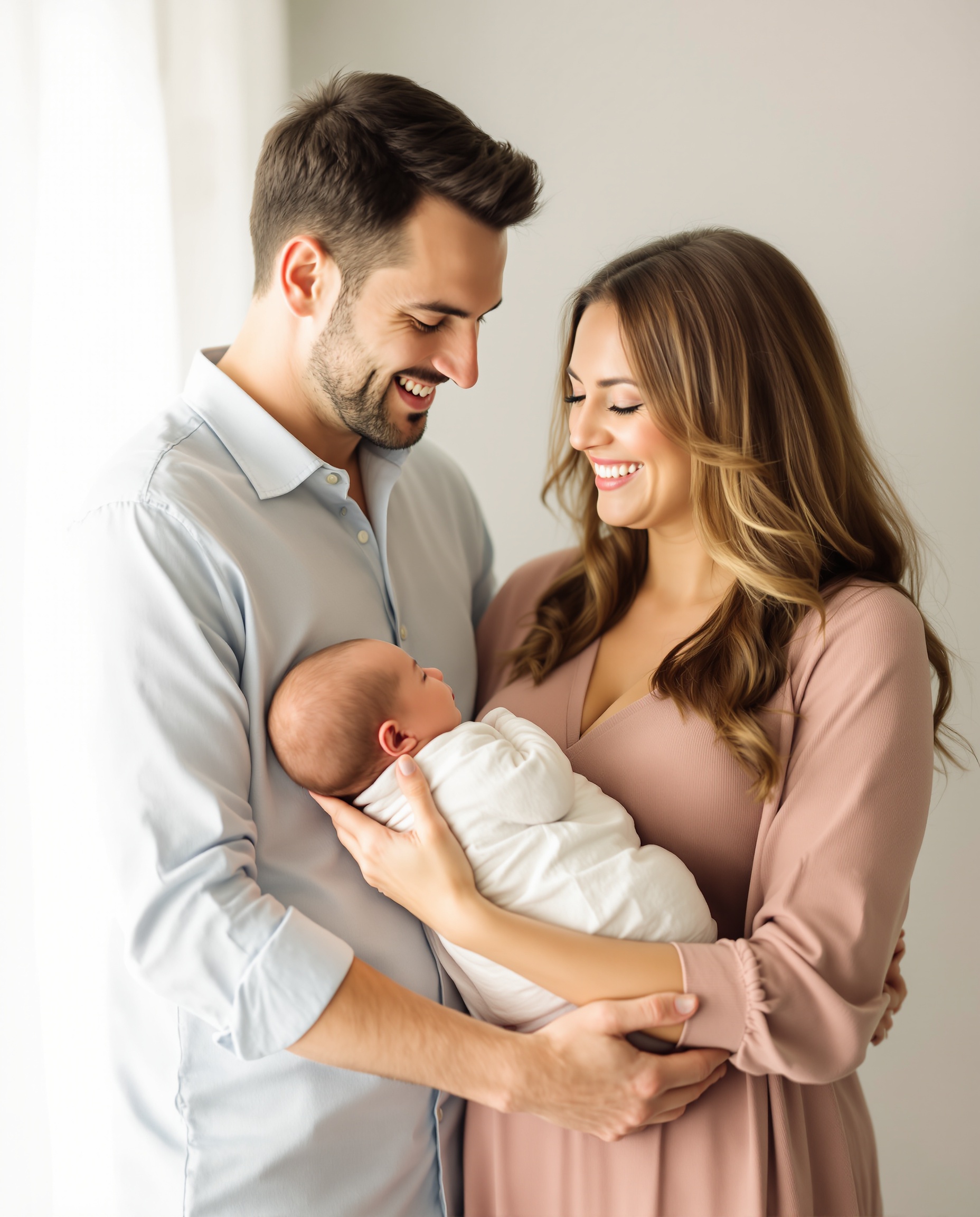 Happy family with newborn