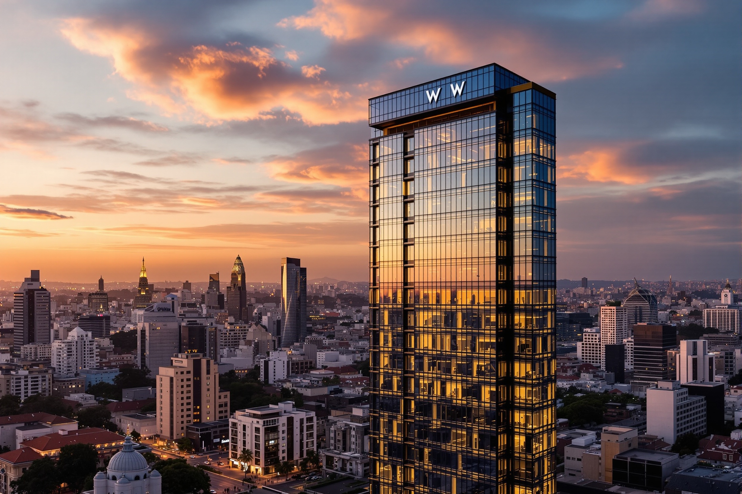 Fachada do W Residences São Paulo ao entardecer