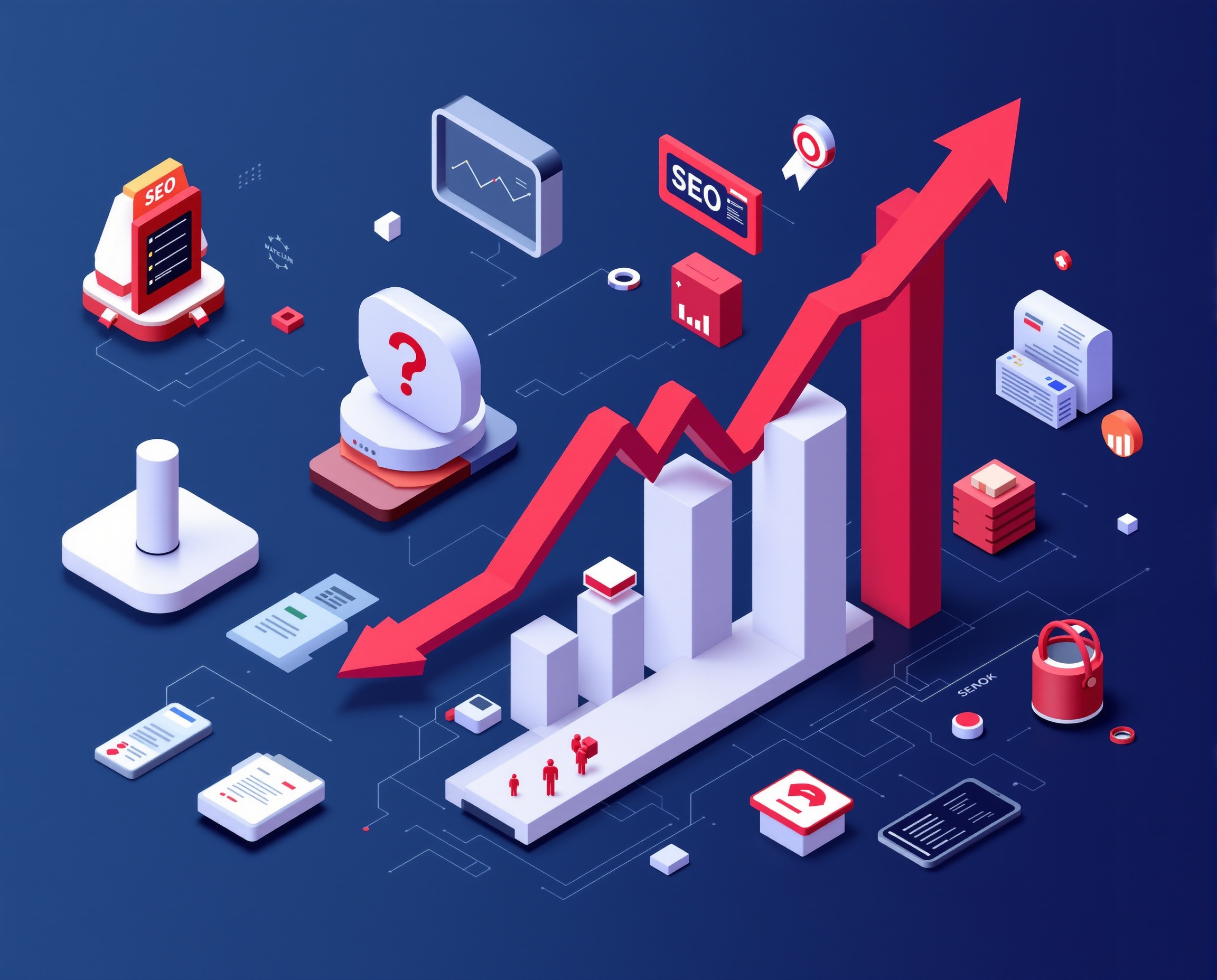 SEO Services — Digital Minds Warminster PA SEO services illustration showing search engine optimization strategy for Warminster PA businesses