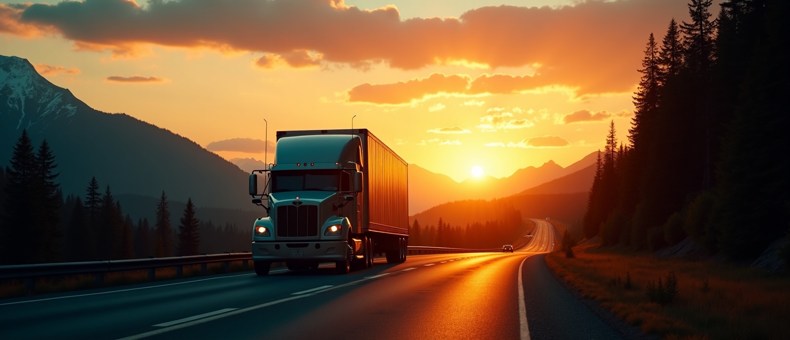 About Junk Car Removal BC — tow truck on British Columbia mountain highway at golden hour