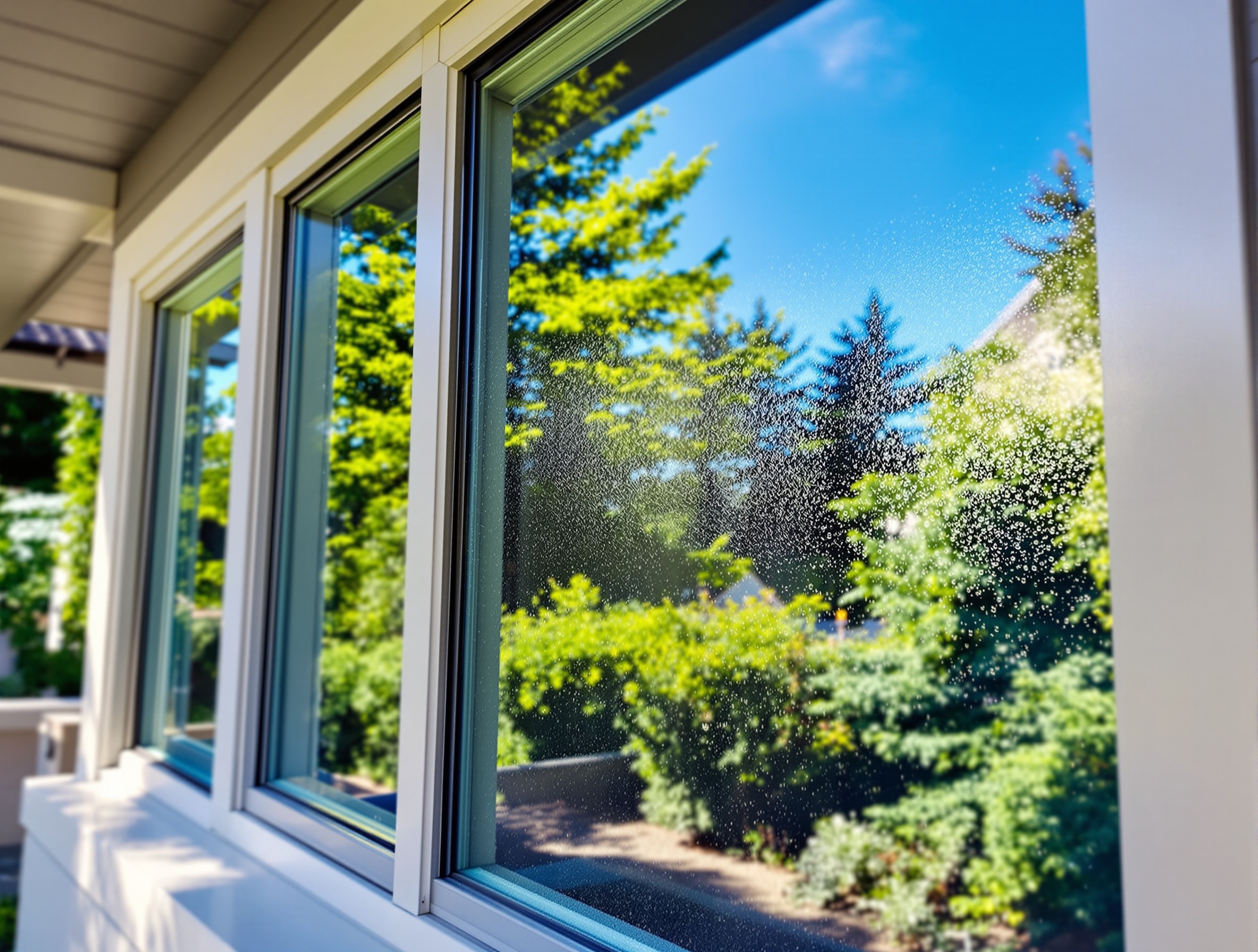 Professional window cleaning result sparkling clean residential windows