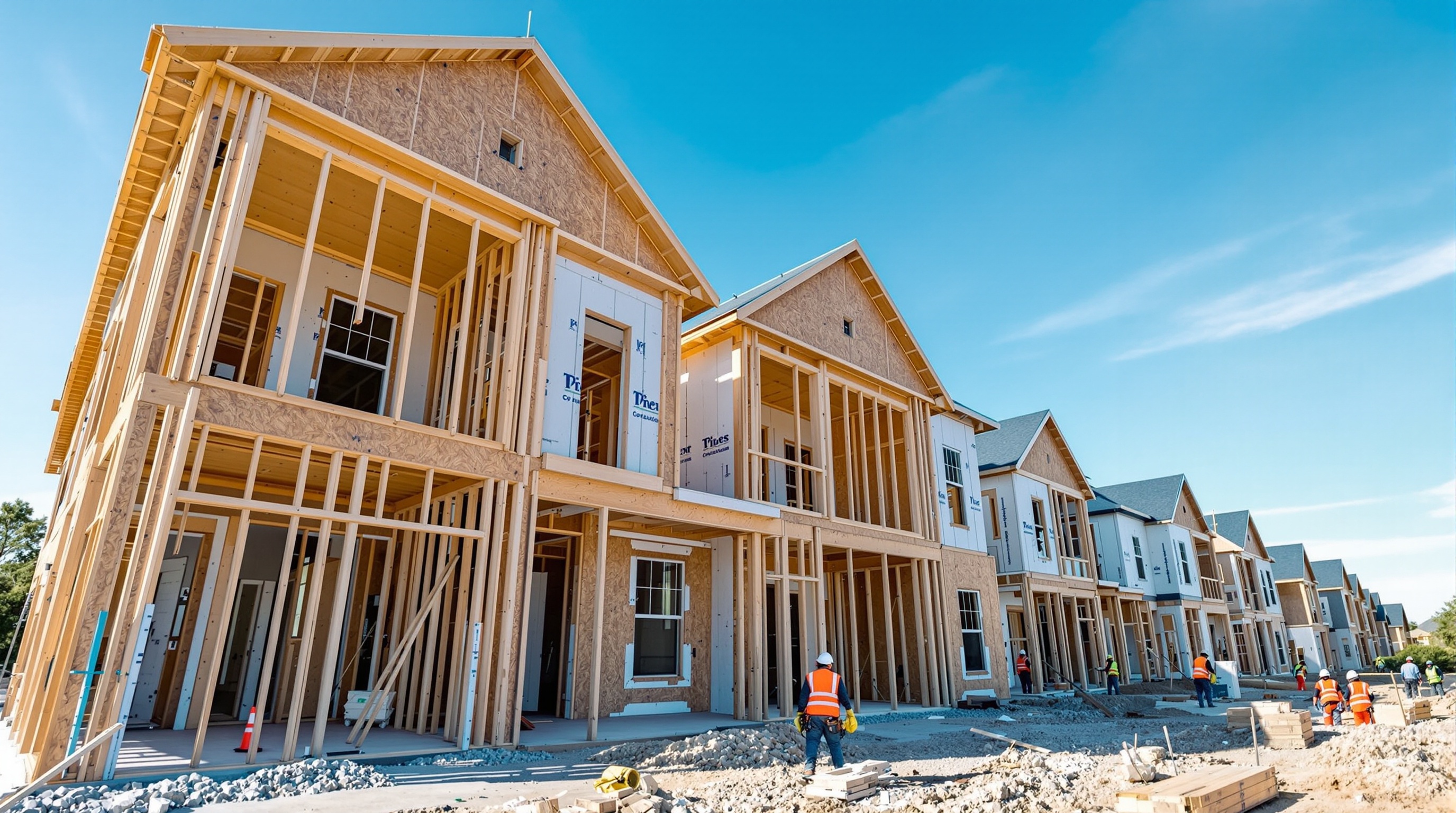 Epic Multifamily Construction - Bright daylight view of active apartment community construction site in Texas