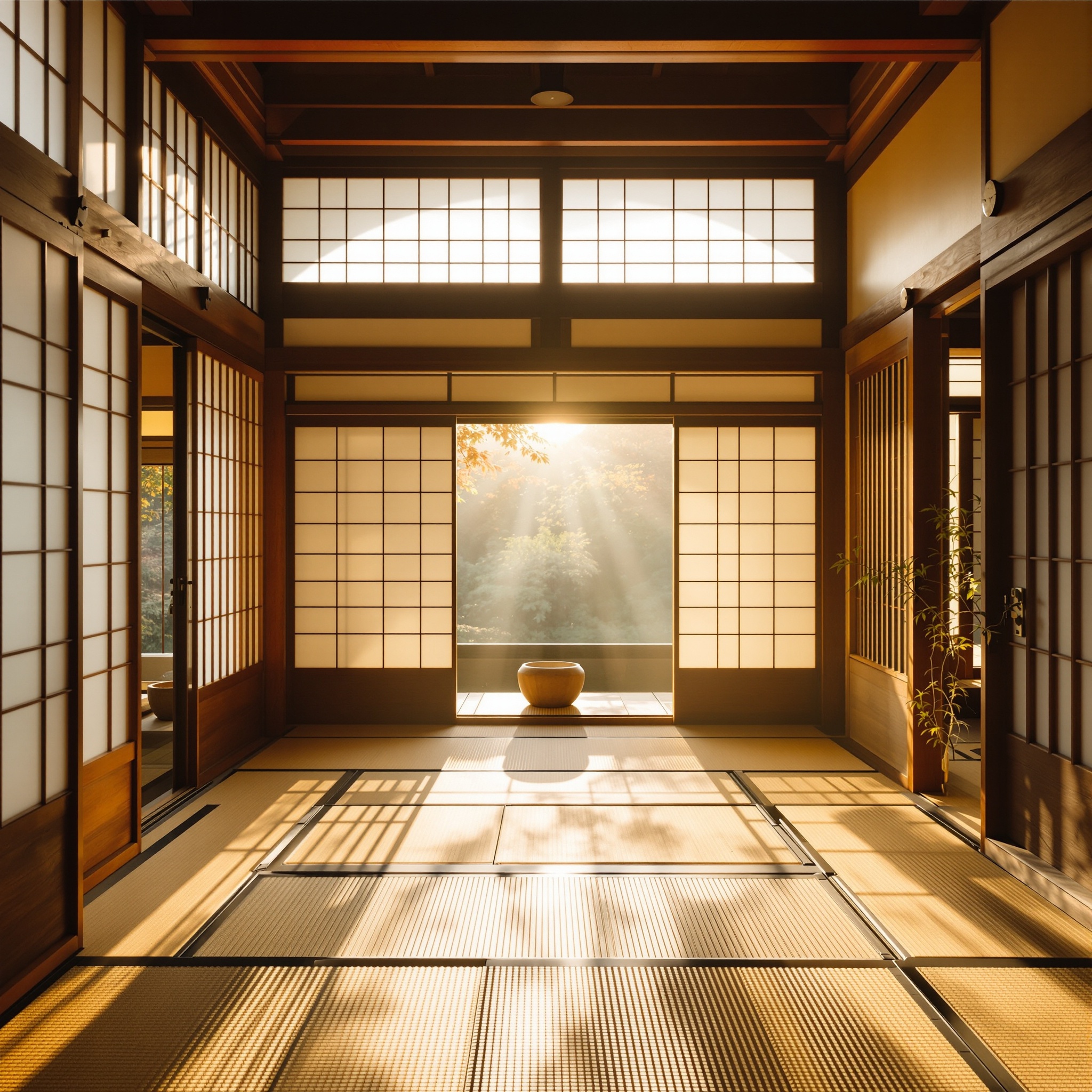 古民家の朝の光