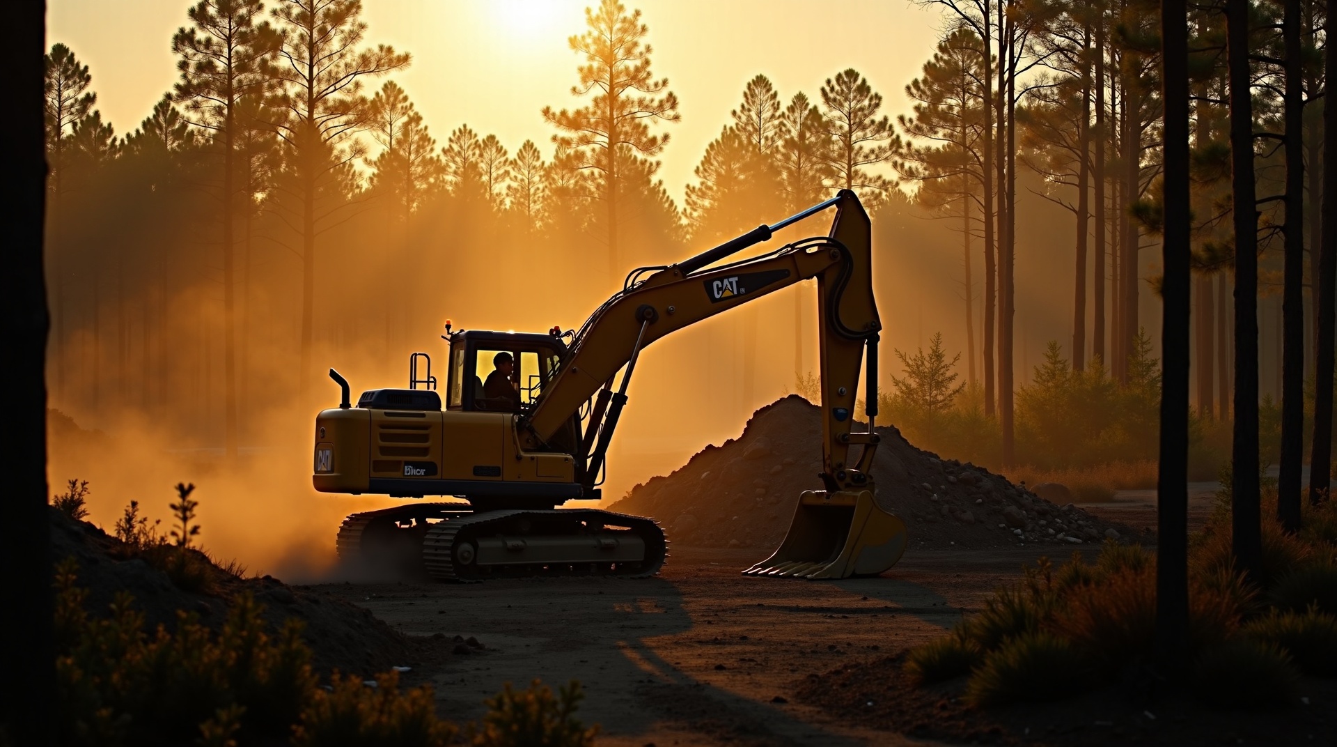 Land clearing equipment in action