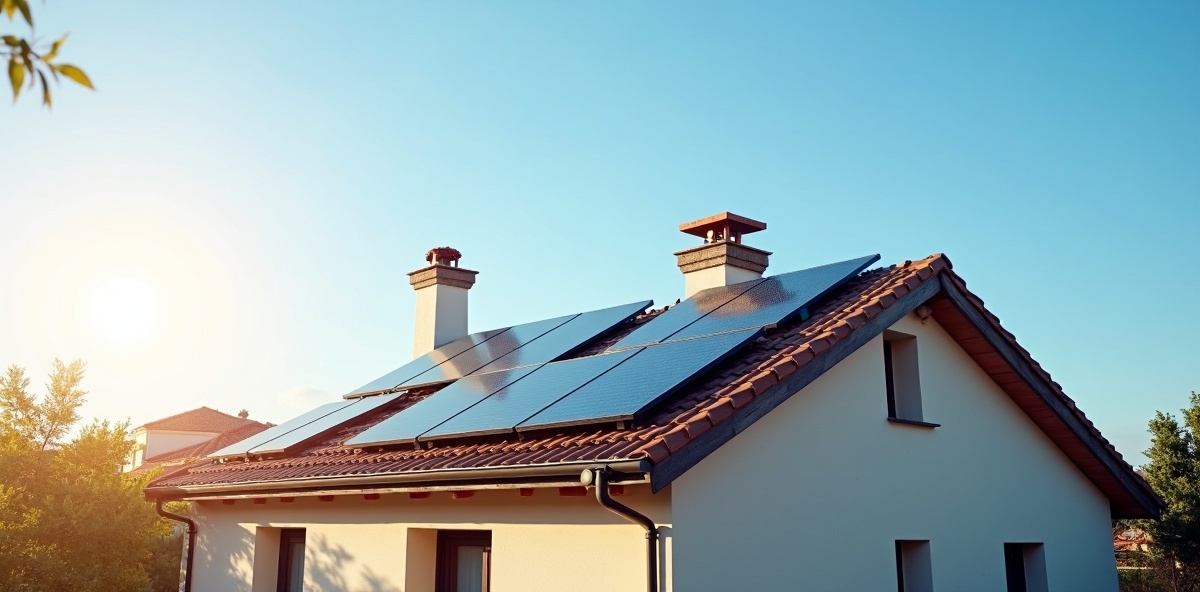 Placas solares en tejado de vivienda en Madrid