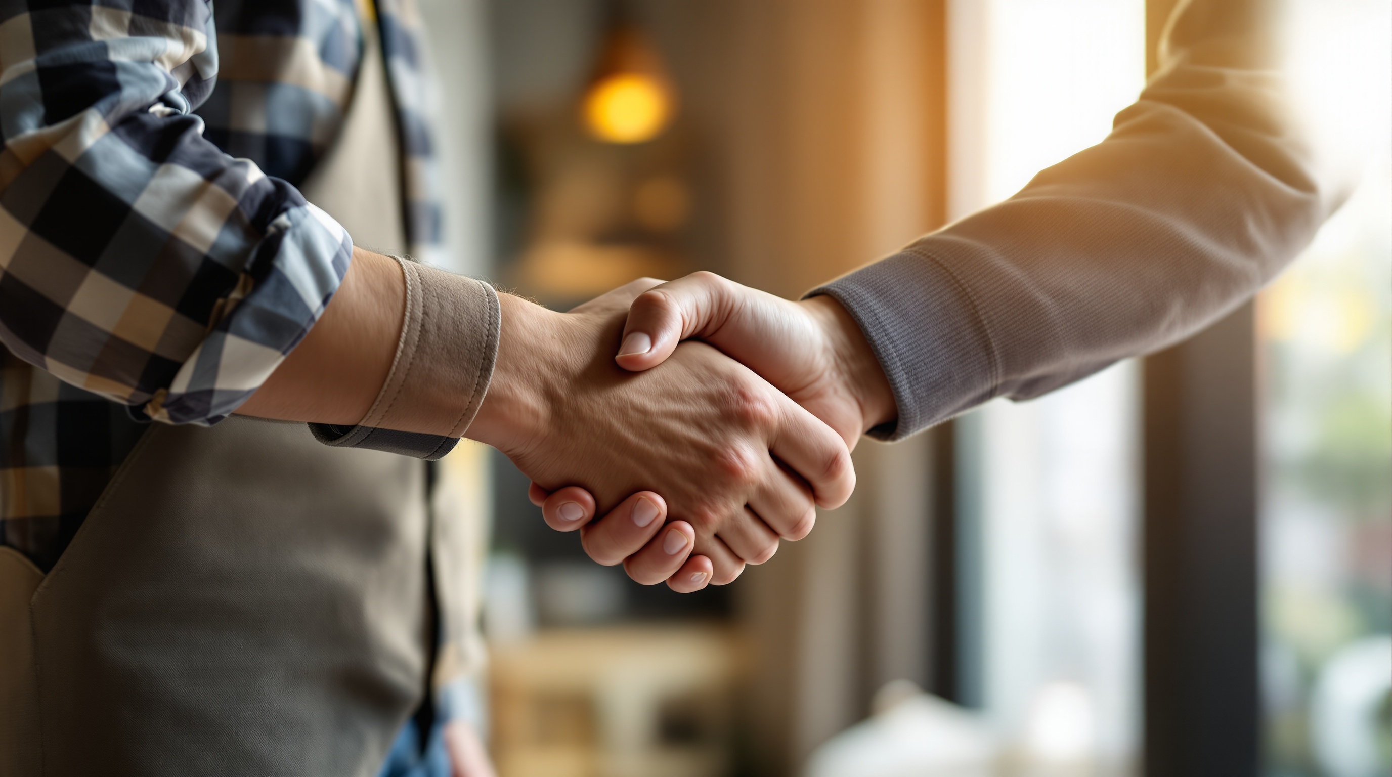 Contractor and client shaking hands