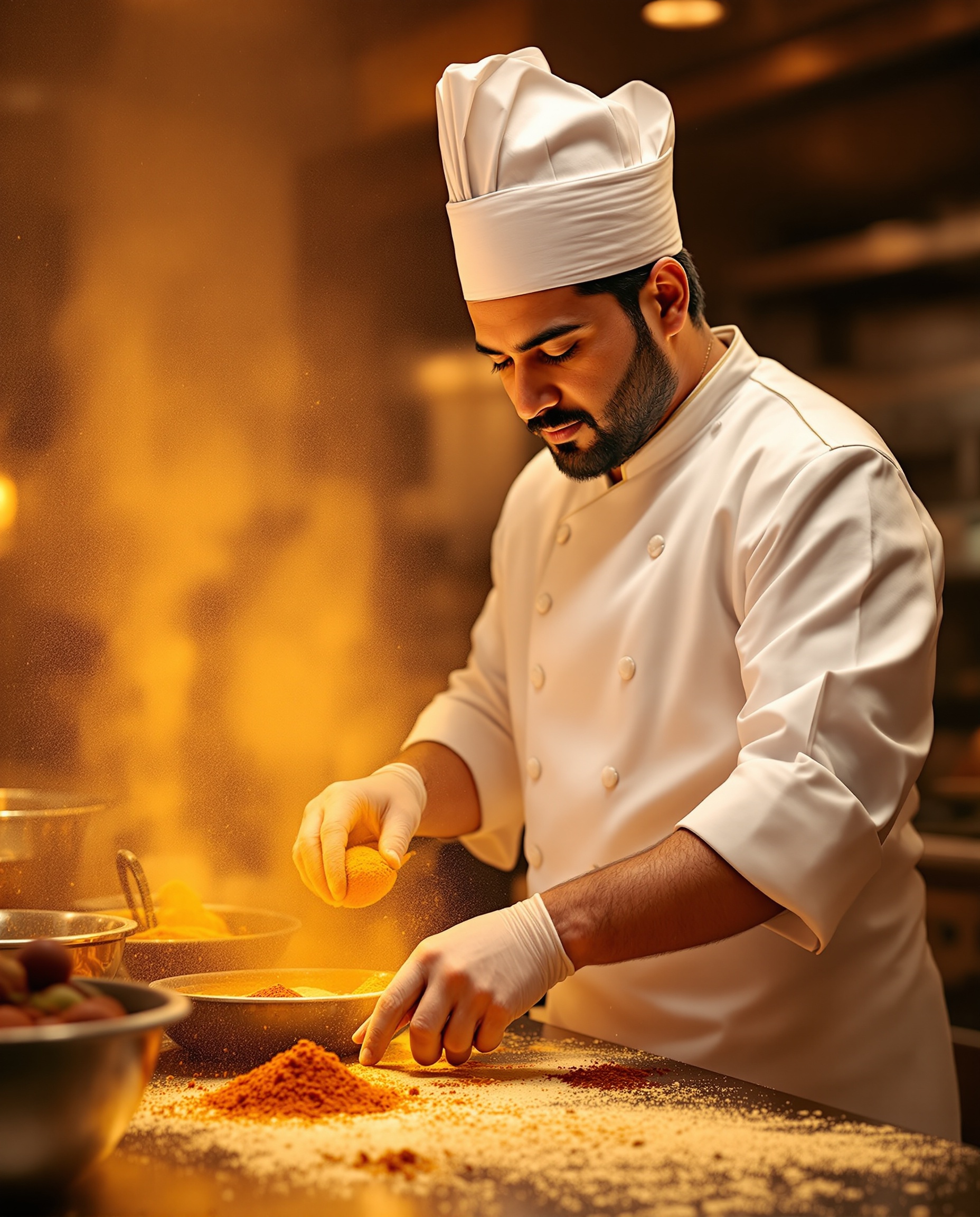 Chef preparing spices