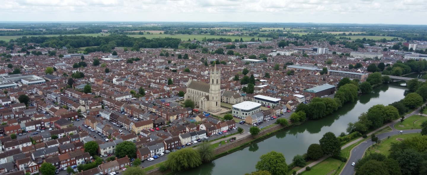 Maidstone town centre aerial view