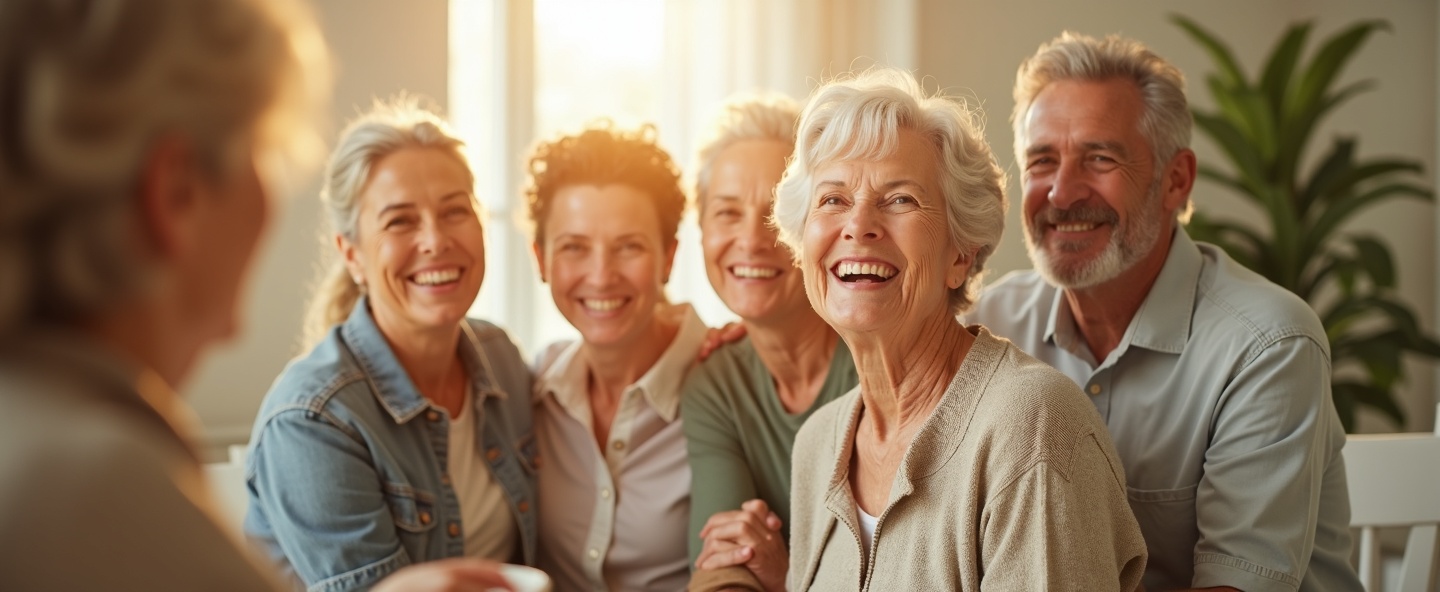 Família feliz com cuidadora