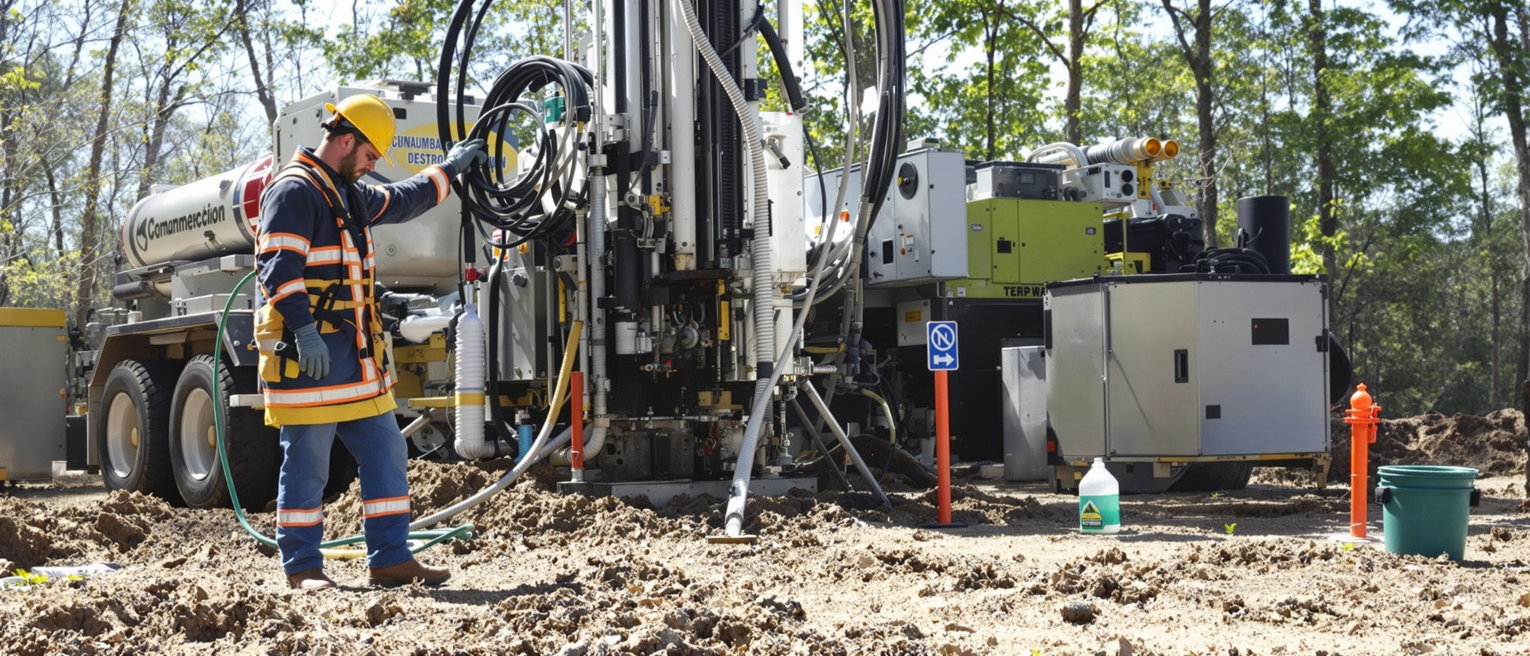 Environmental monitoring well drilling services