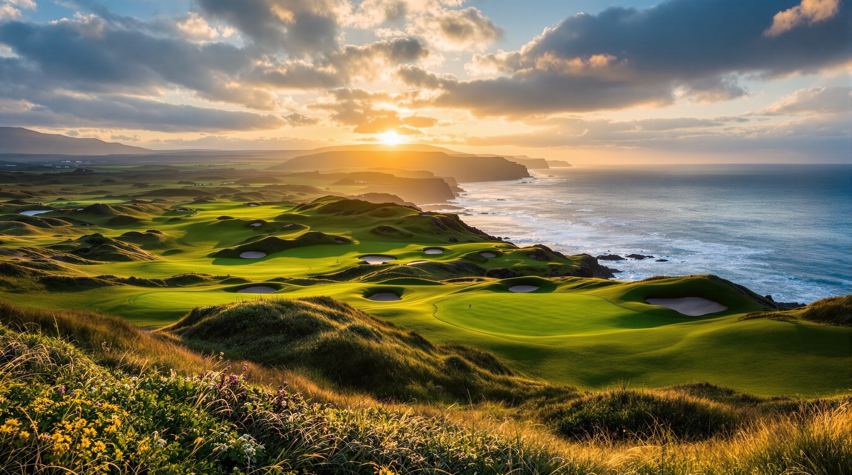Ireland golf tours on Atlantic links coastline — dramatic dunes and wild landscape at Ballybunion-style links