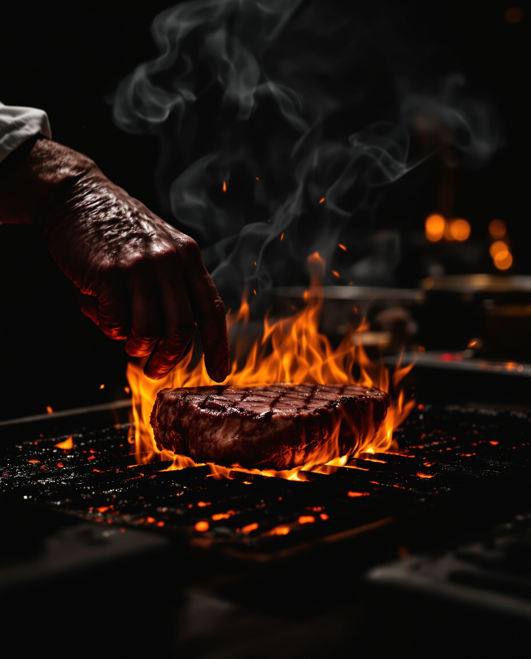 Parrilla en llamas en La Foguera