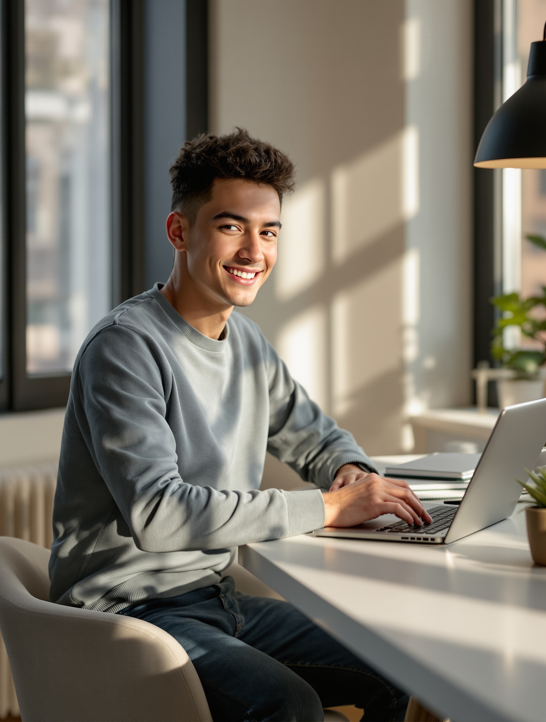 Student engaged in online learning
