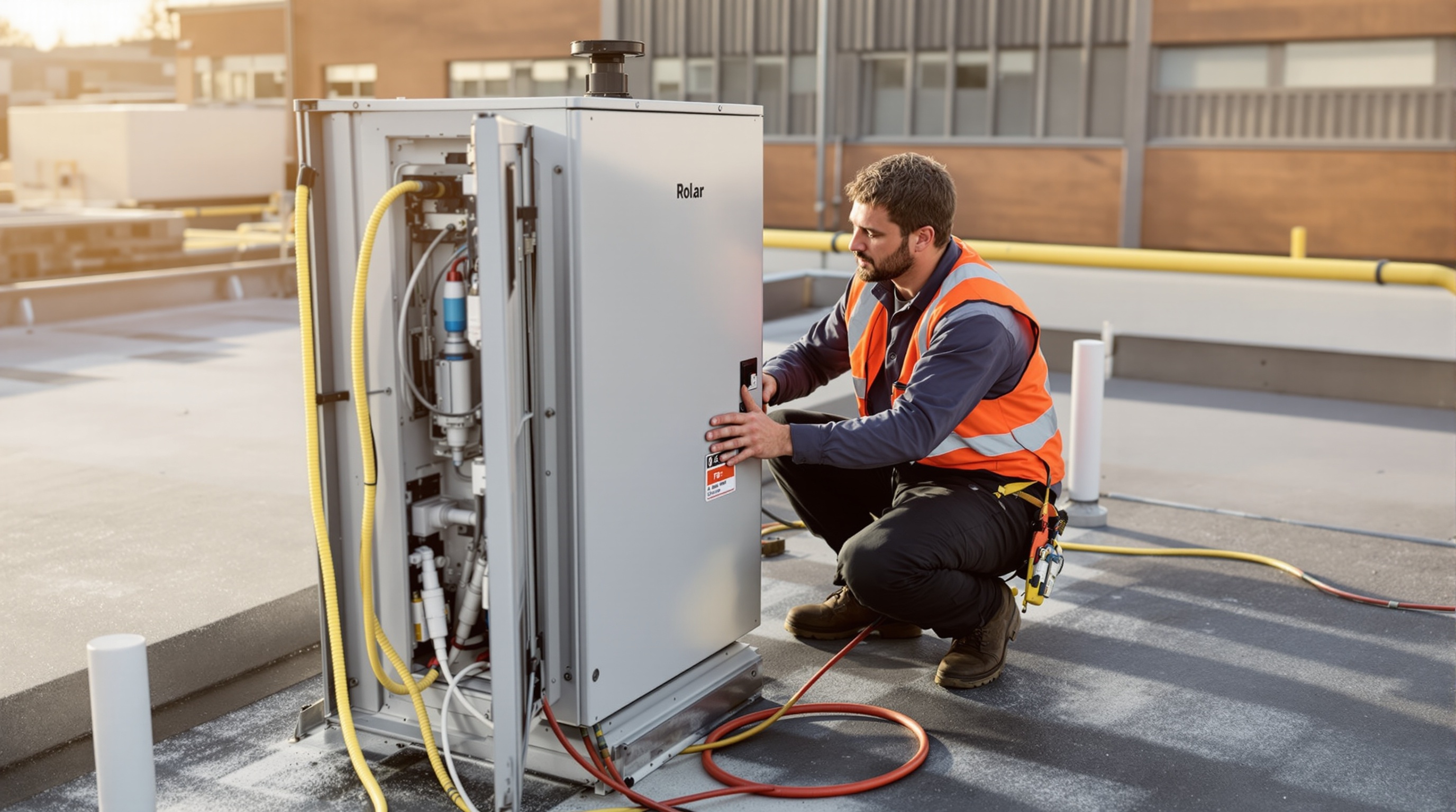 Professional electrician safely isolating and disconnecting a commercial solar inverter during replacement in Manchester