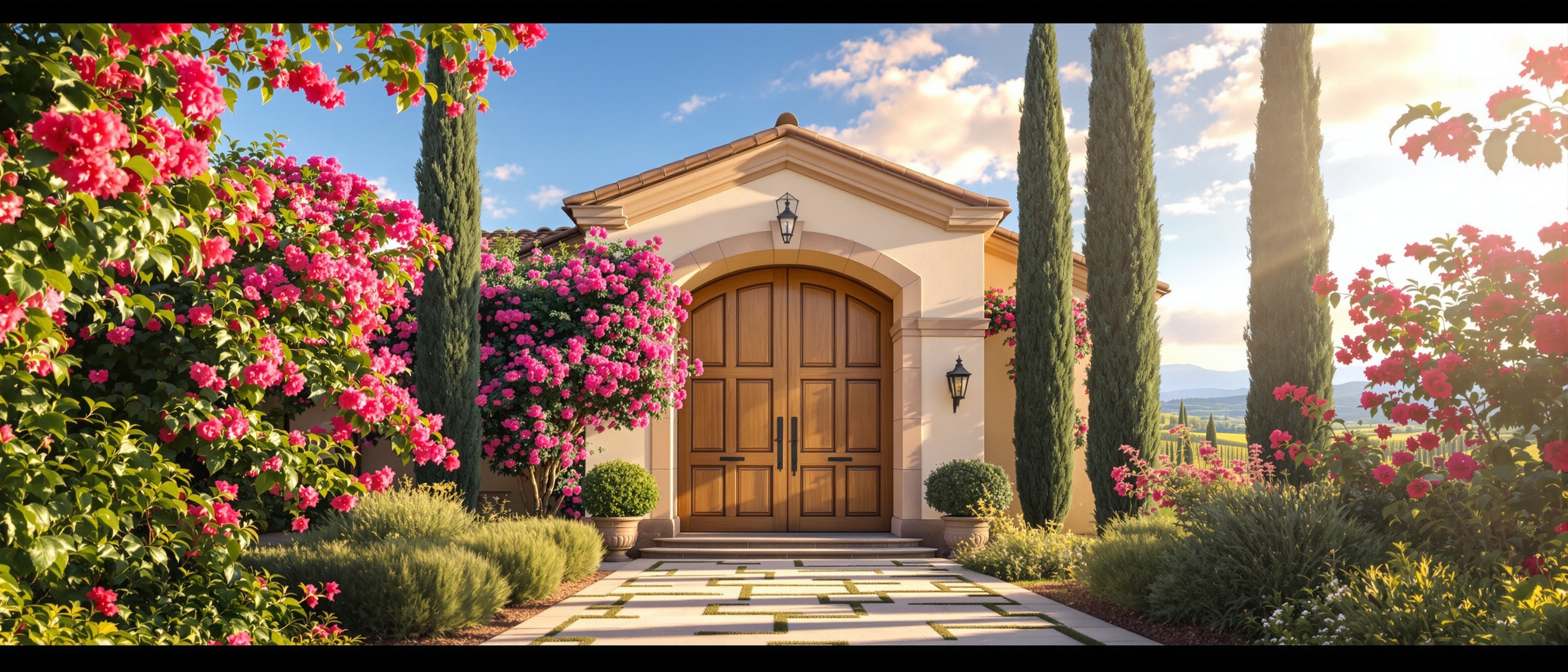 Elegant Tuscan Chianti villa entrance