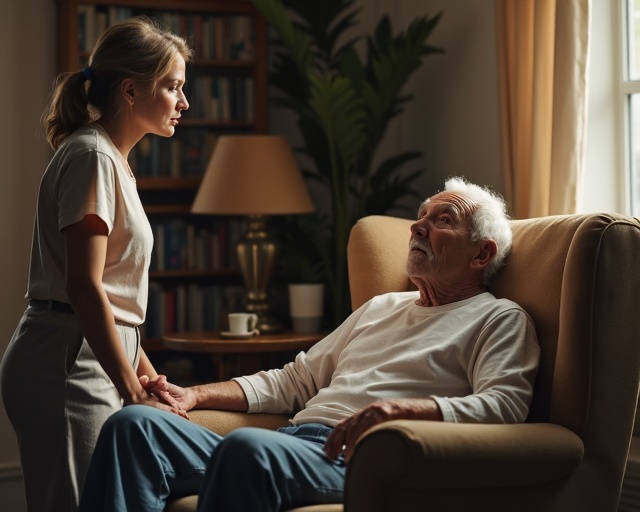 Cuidador com paciente Alzheimer