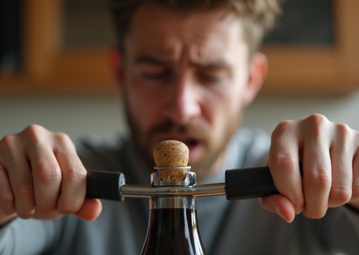 Antes - dificuldade para abrir vinho