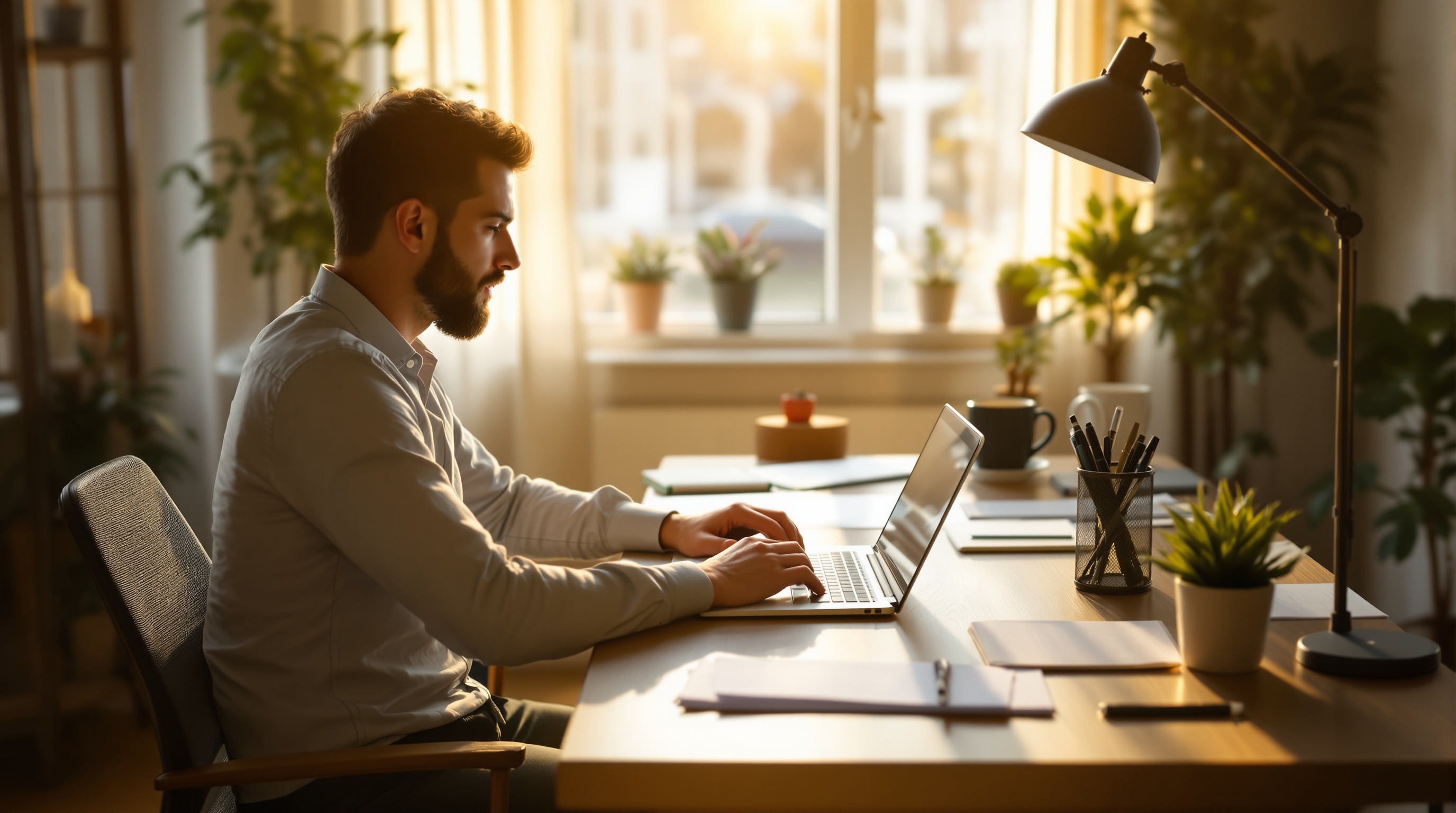 Professional workspace with desk setup
