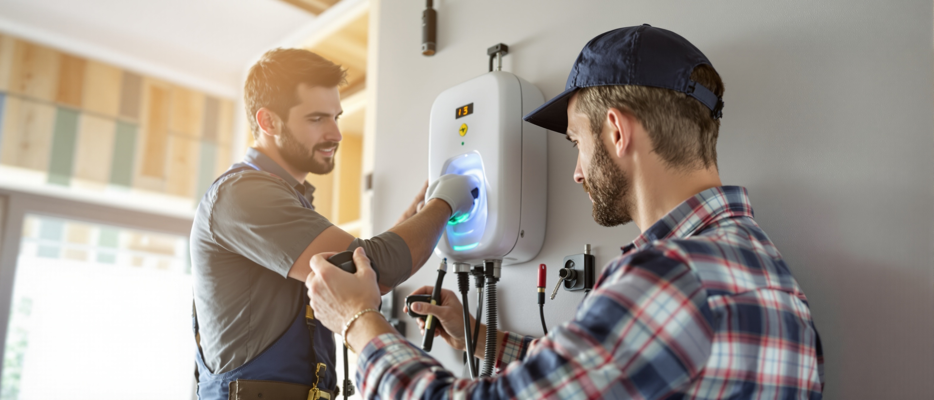 Professional electrician at work