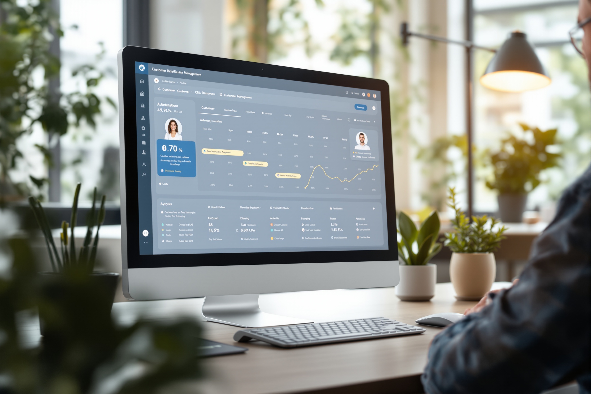 CRM consultant reviewing dashboard metrics