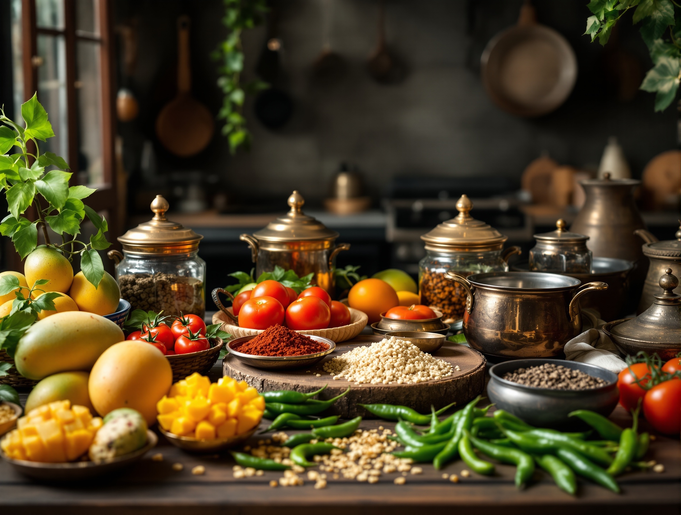Traditional Indian kitchen with spices