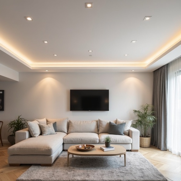 LED downlight upgrade — living room transformation