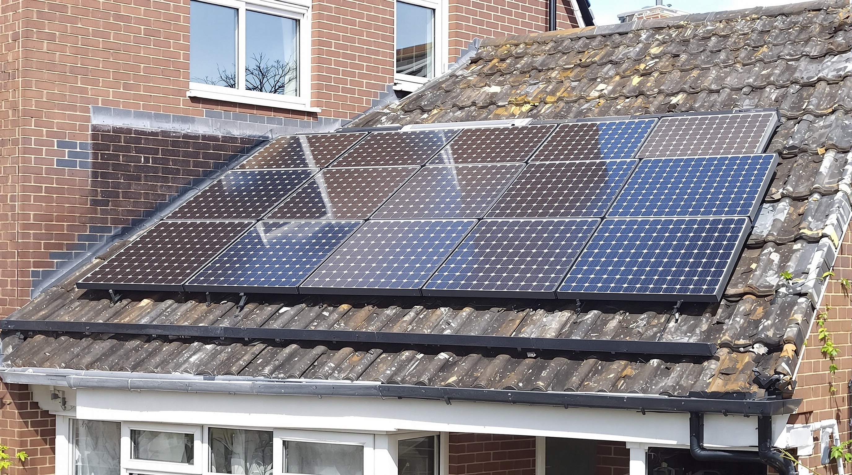 Clean solar panels on a red-brick Manchester semi-detached house after a completed maintenance visit