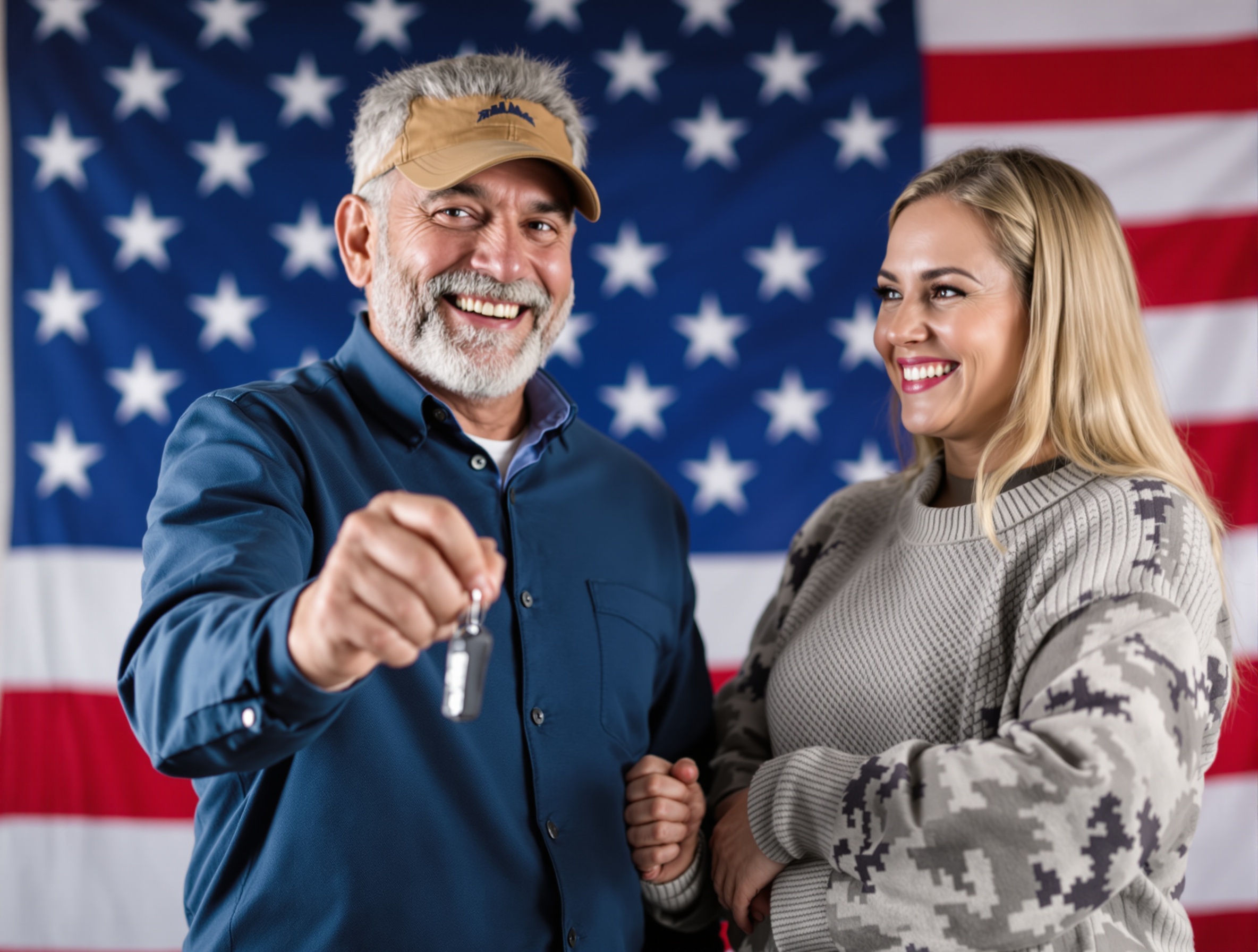Military family with new vehicle