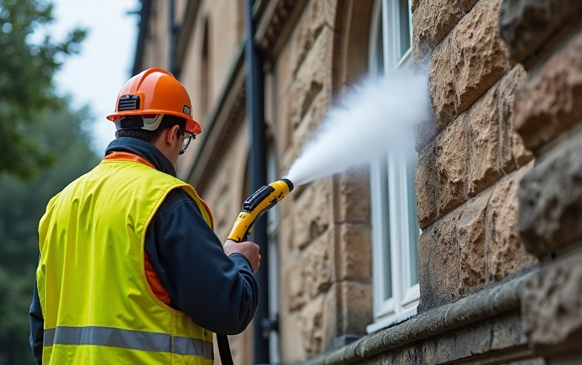 DOFF Cleaning System on Building Exterior