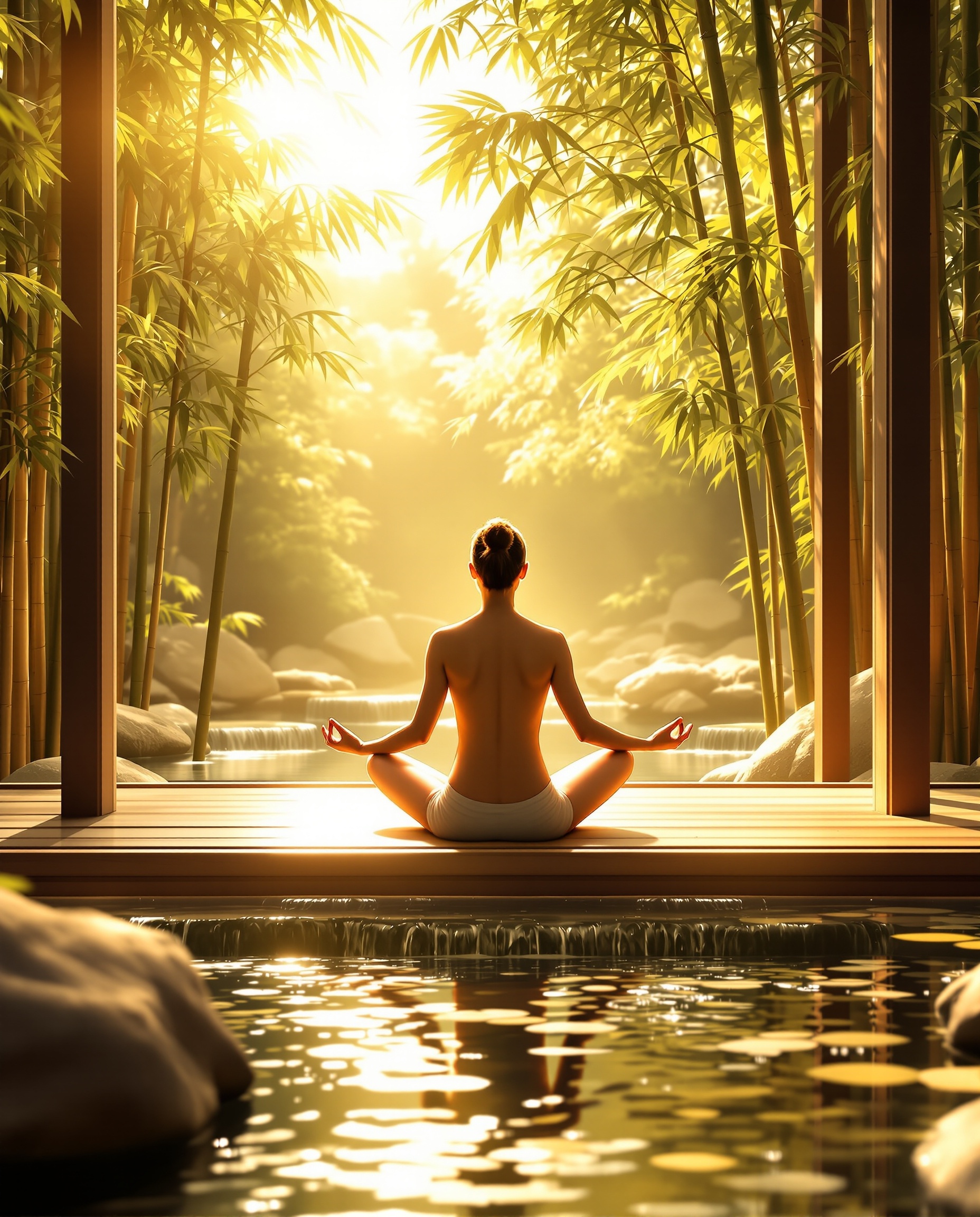 Peaceful meditation space in a zen garden setting