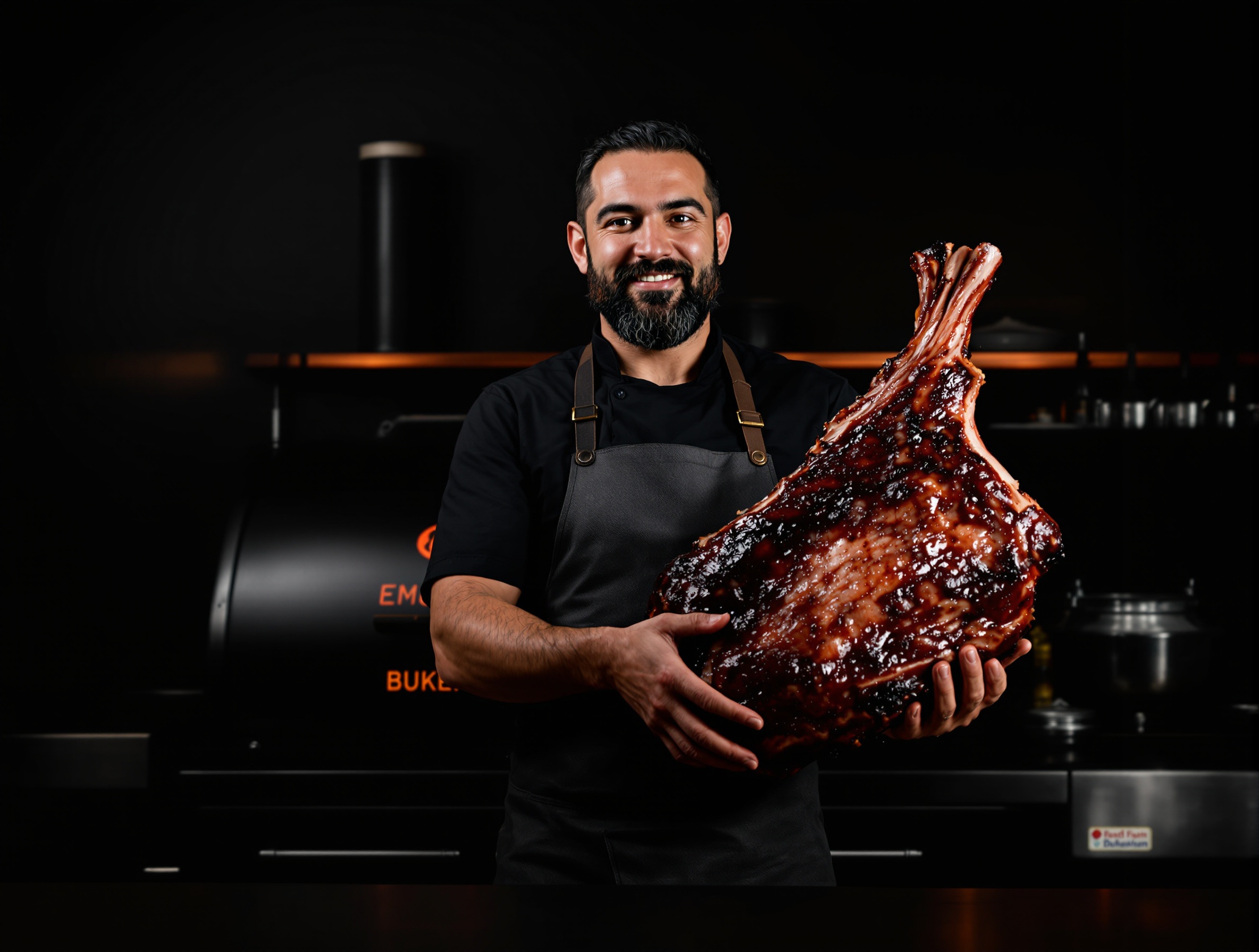 Kosher pitmaster preparing food