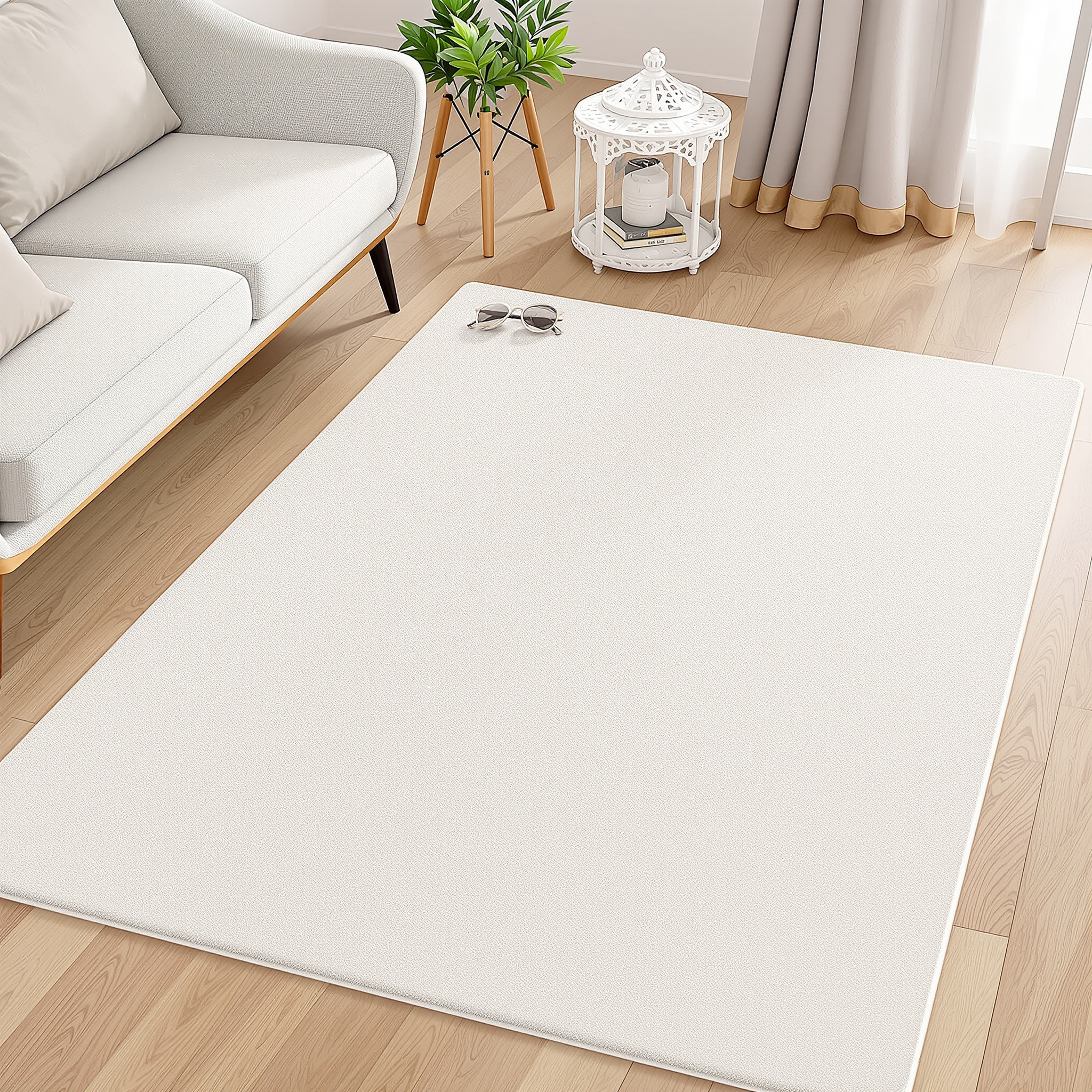 Ruggable Washable Non-Slip Rug – Solid Warm White