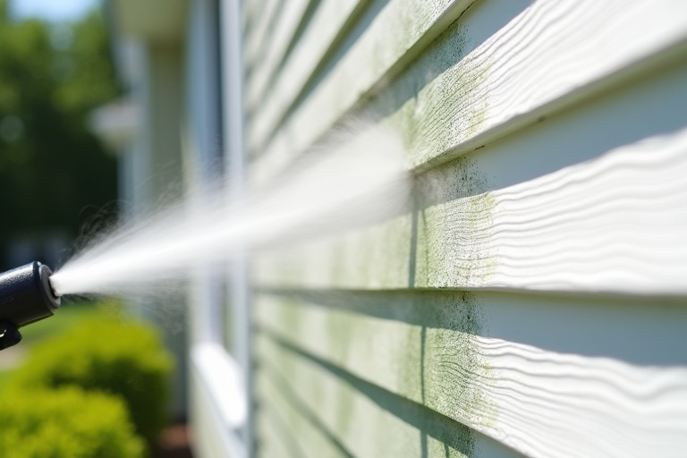 Professional house washing service cleaning exterior siding