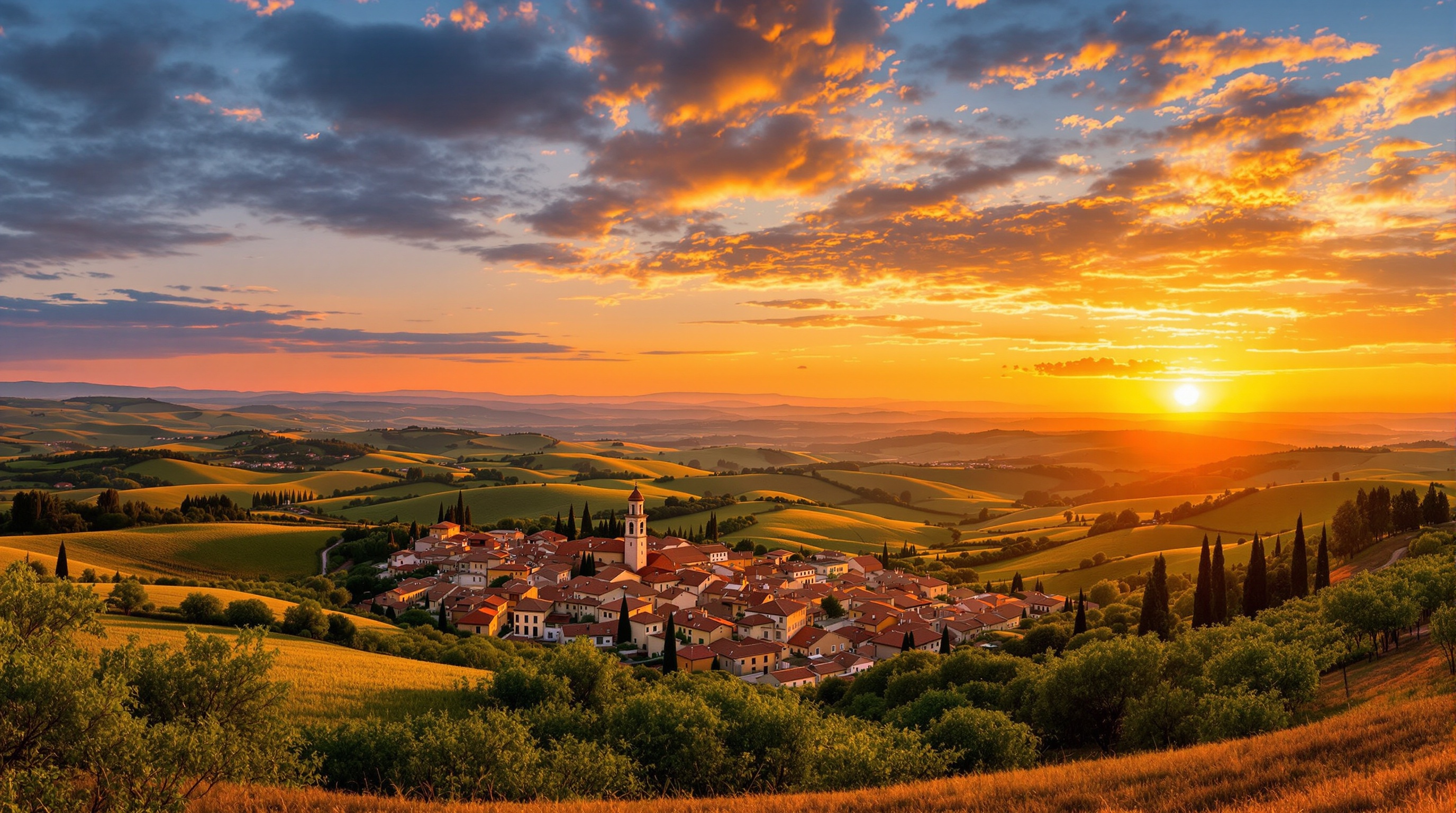 Colline marchigiane al tramonto — borghi storici Marche