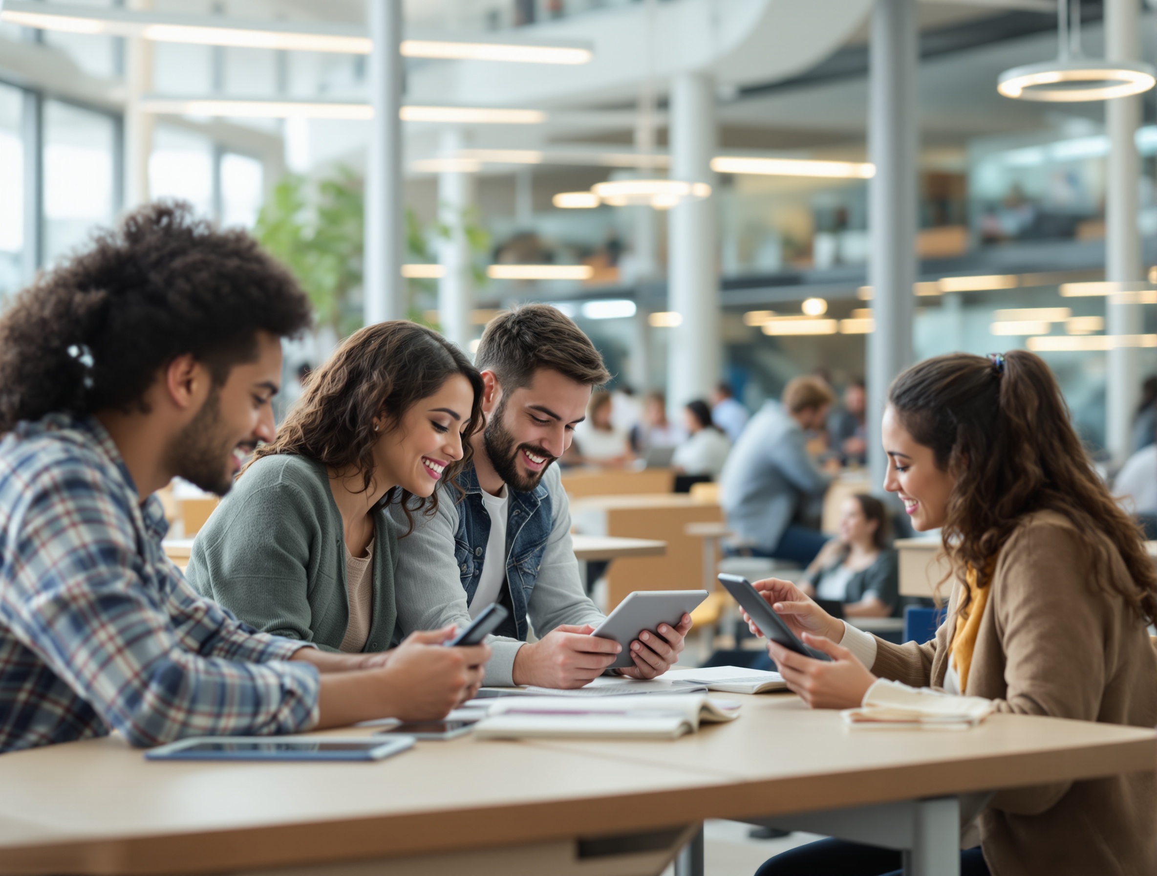 University students engaged in digital learning