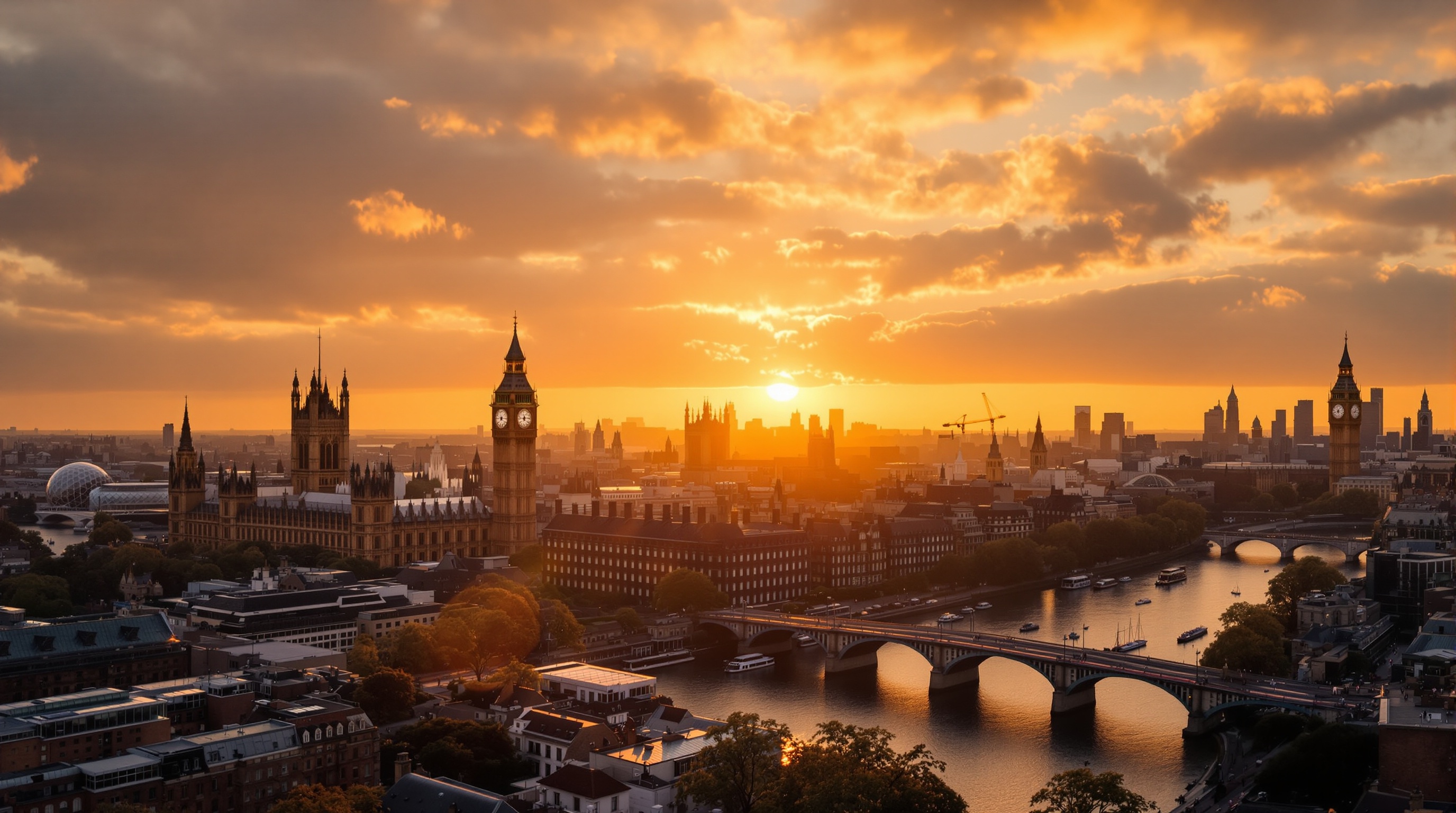 London skyline at golden hour