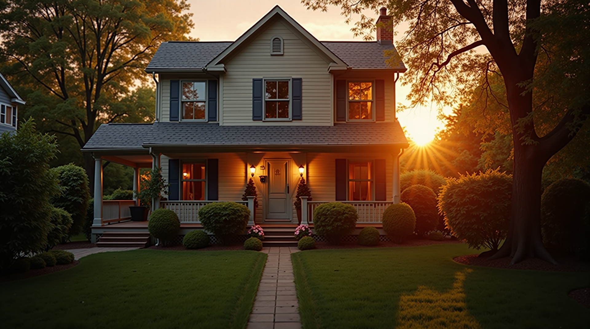 New Jersey home at golden hour