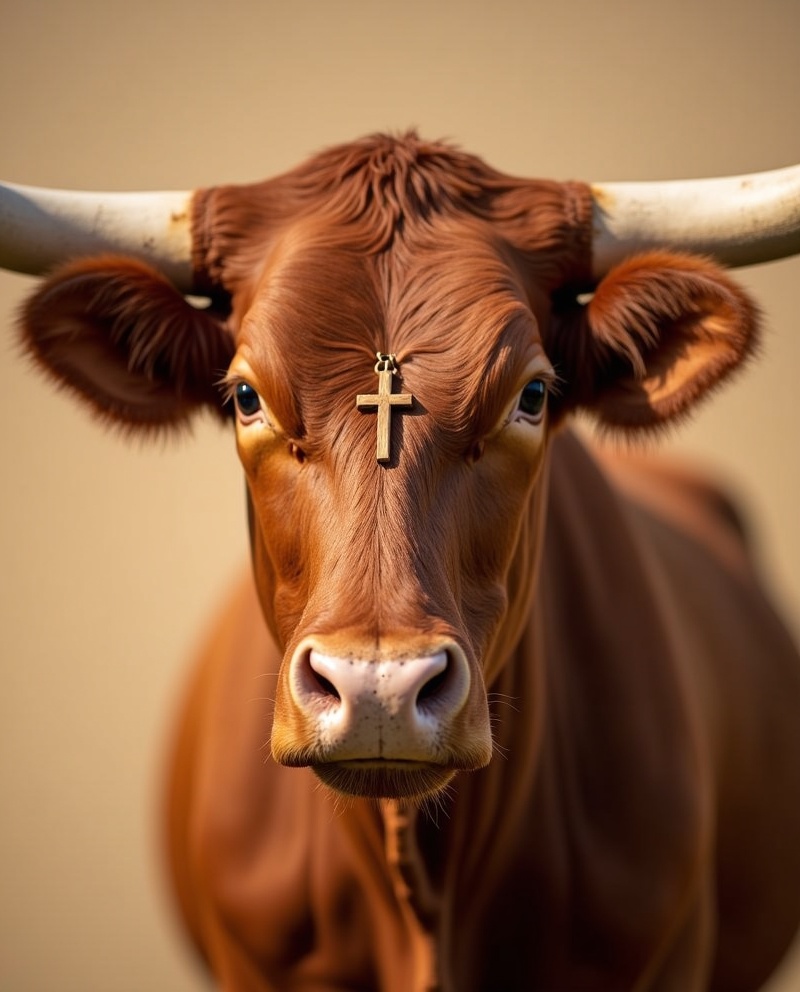 Longhorn with cross