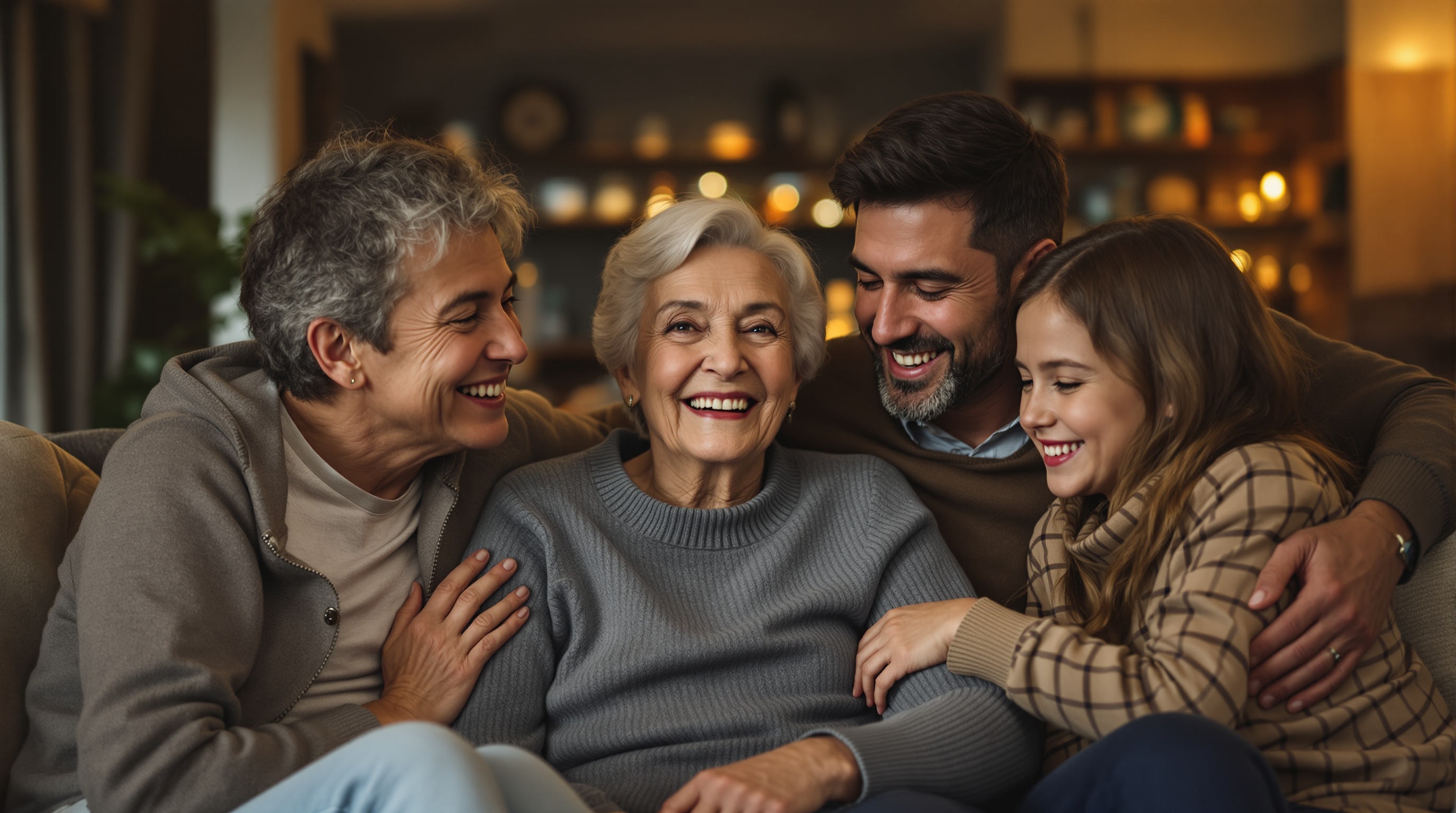 Happy family receiving care