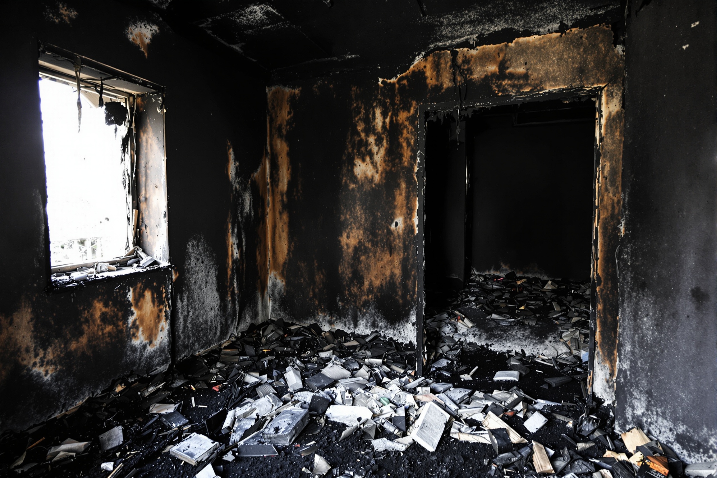 Limpieza post incendio en Badalona