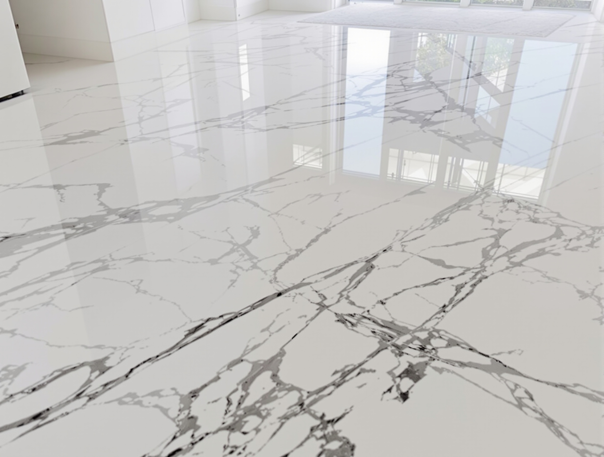 Restored stone floor in elegant home